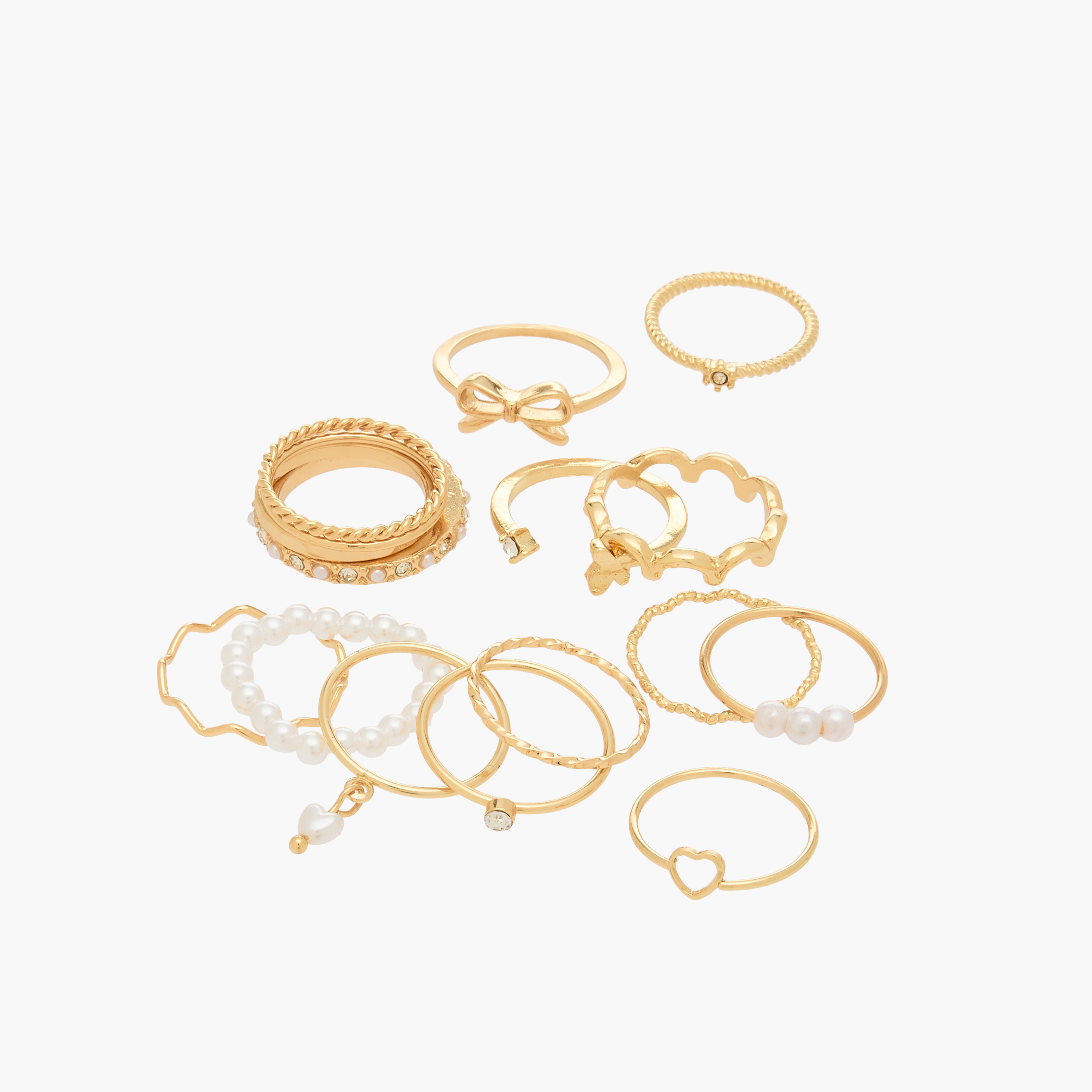 Textured Gold Tone Ring - Set of 15-women-watchesandjewellery-jewellery-rings-image-2