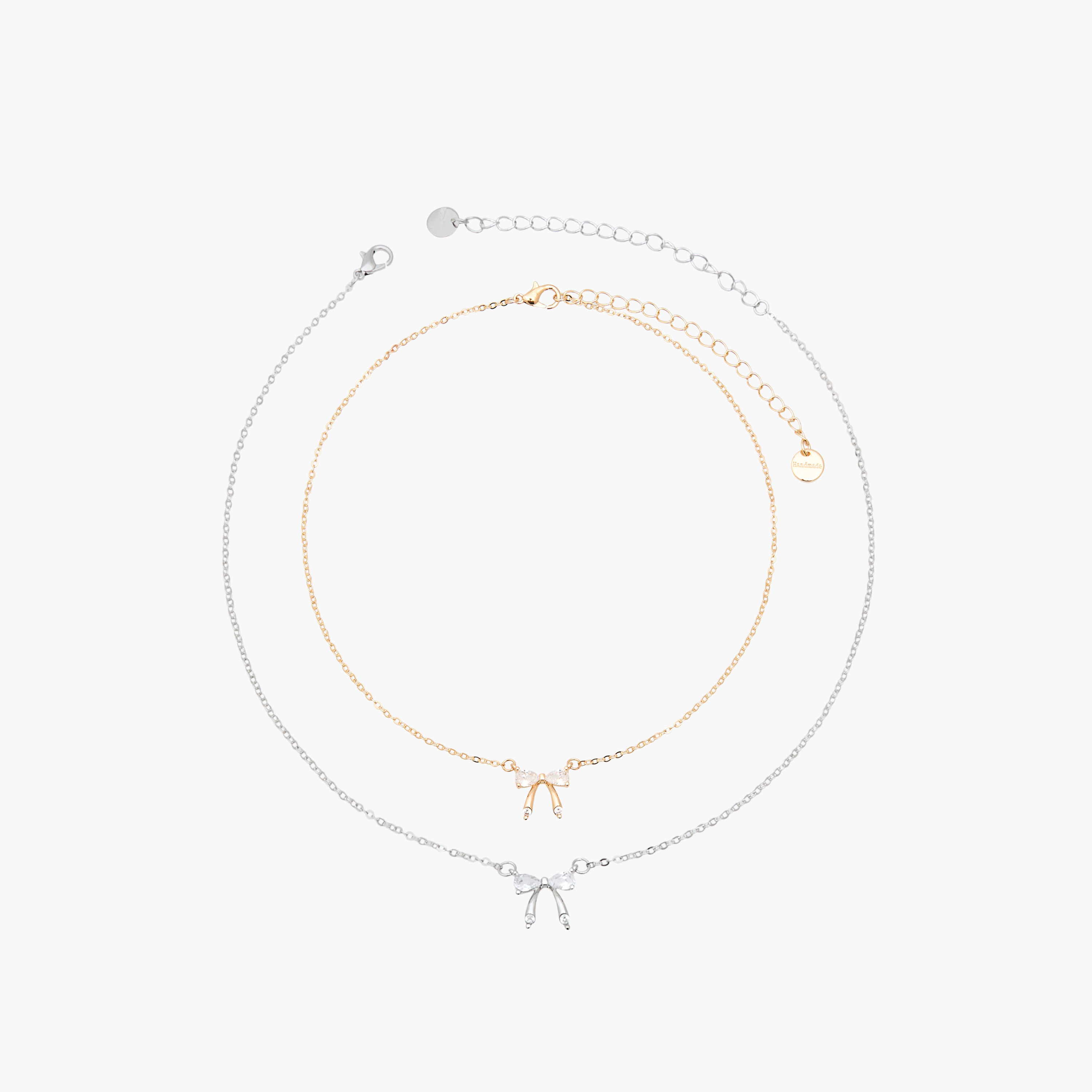 Metal Necklace with Bow Pendant - Set of 2-women-watchesandjewellery-jewellery-necklacesandpendants-image-1