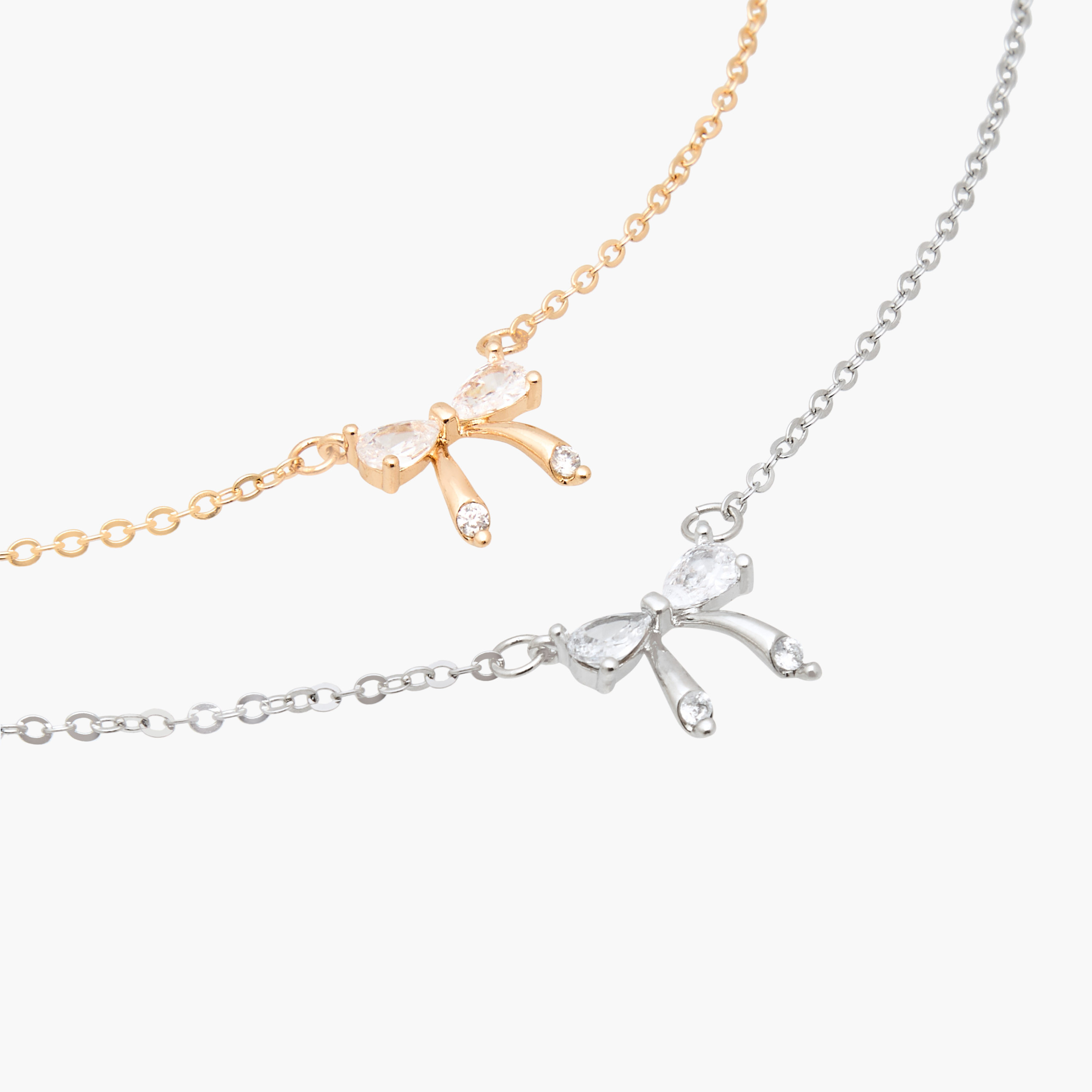 Metal Necklace with Bow Pendant - Set of 2-women-watchesandjewellery-jewellery-necklacesandpendants-image-4