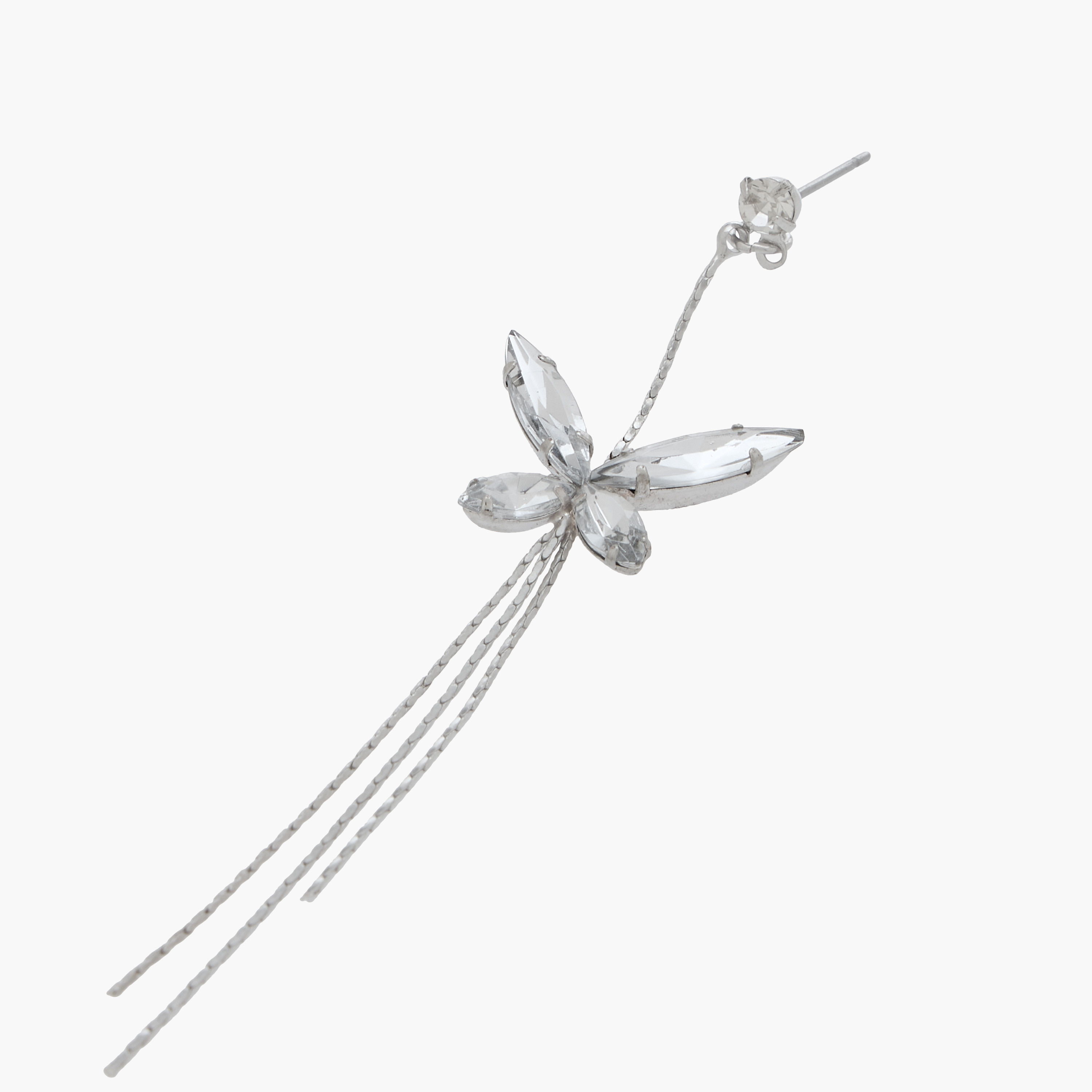 Metal Butterfly Diamante Dangler Earrings with Pushback Closure-women-watchesandjewellery-jewellery-earrings-image-4