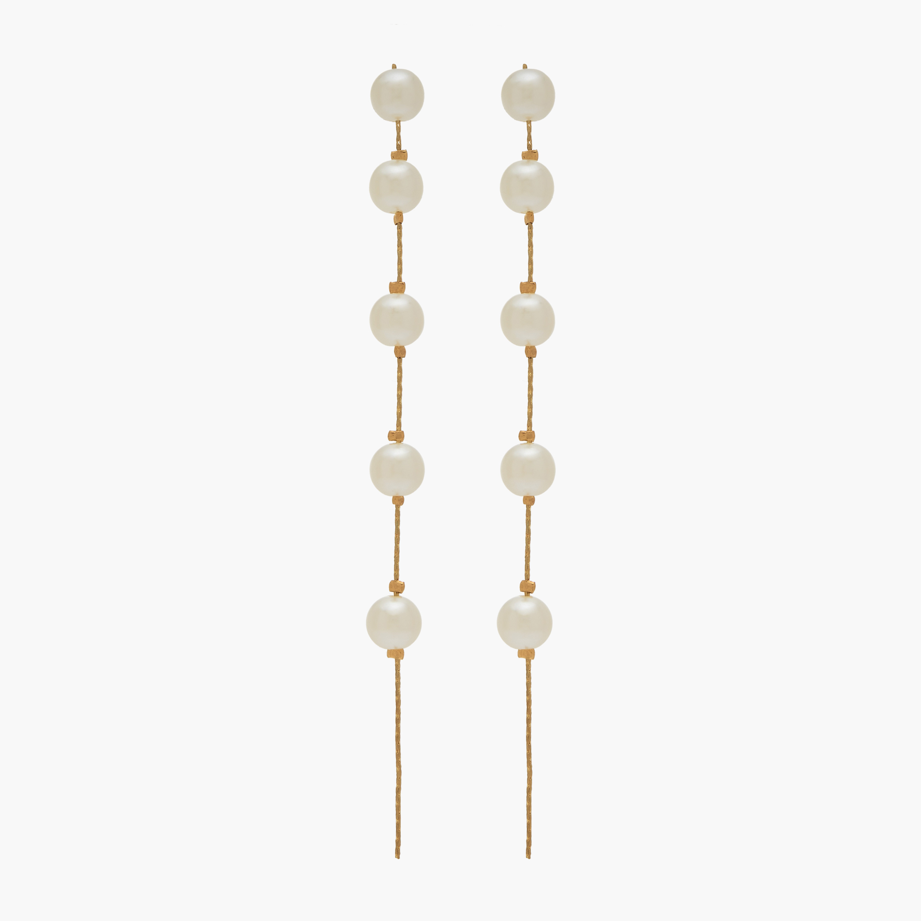Metal Pearl Dangler Earrings with Pushback Closure-women-watchesandjewellery-jewellery-earrings-image-1