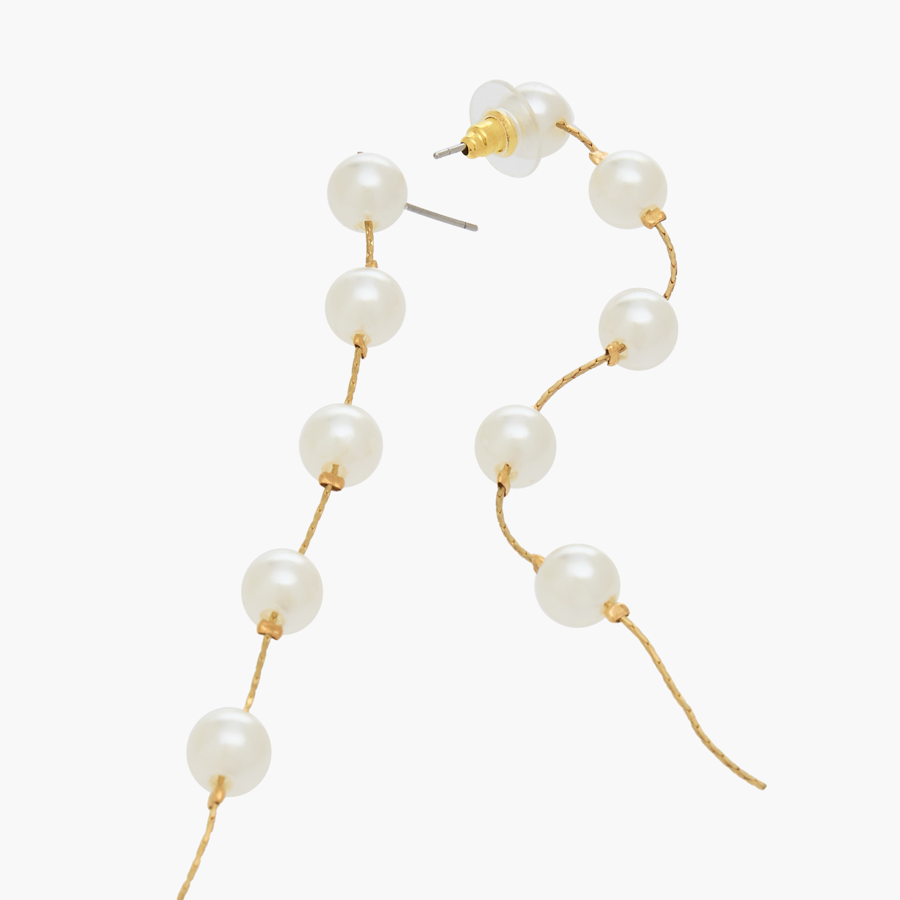 Metal Pearl Dangler Earrings with Pushback Closure-women-watchesandjewellery-jewellery-earrings-image-3
