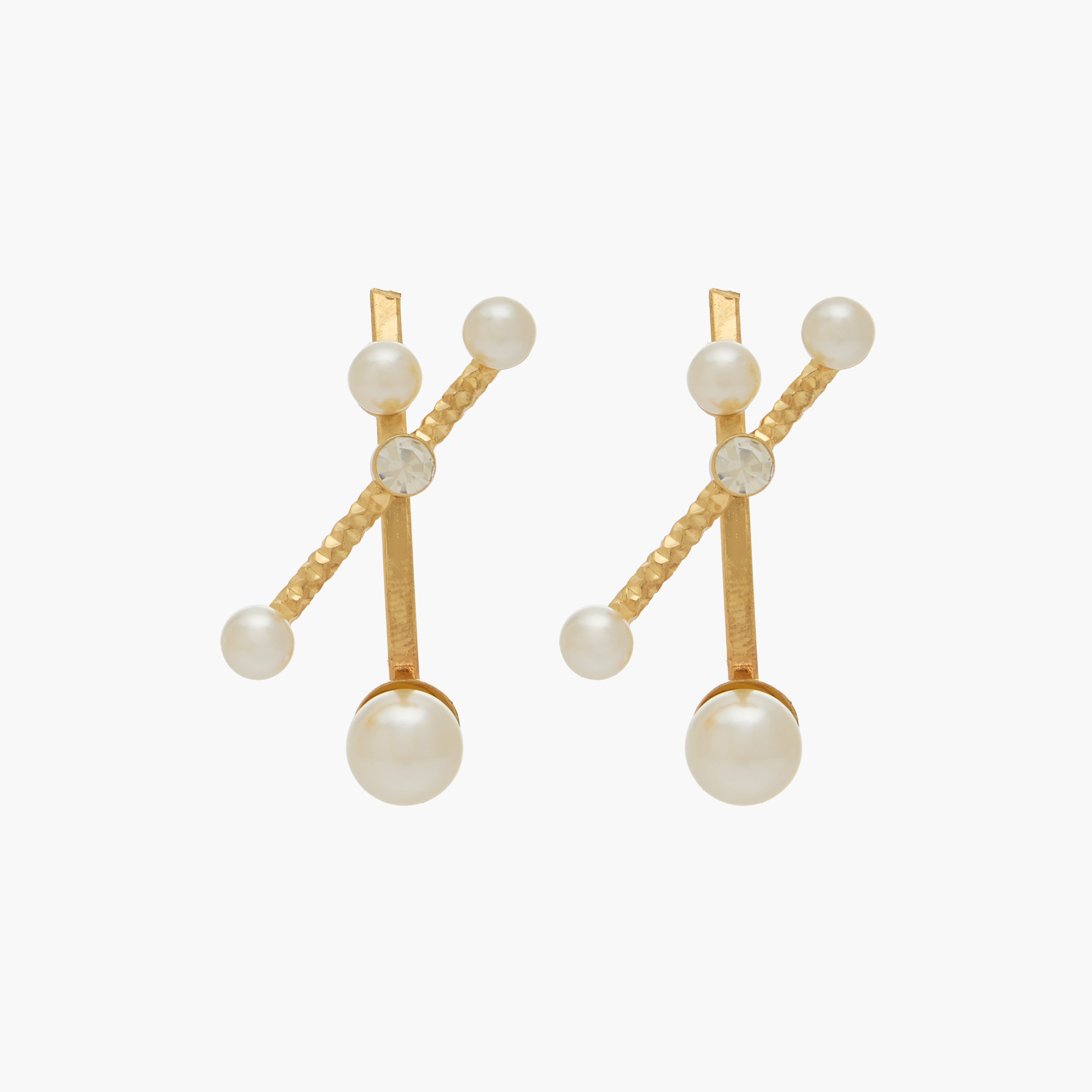 Metal Pearl Embellished Stud Earrings with Pushback Closure-women-watchesandjewellery-jewellery-earrings-image-1