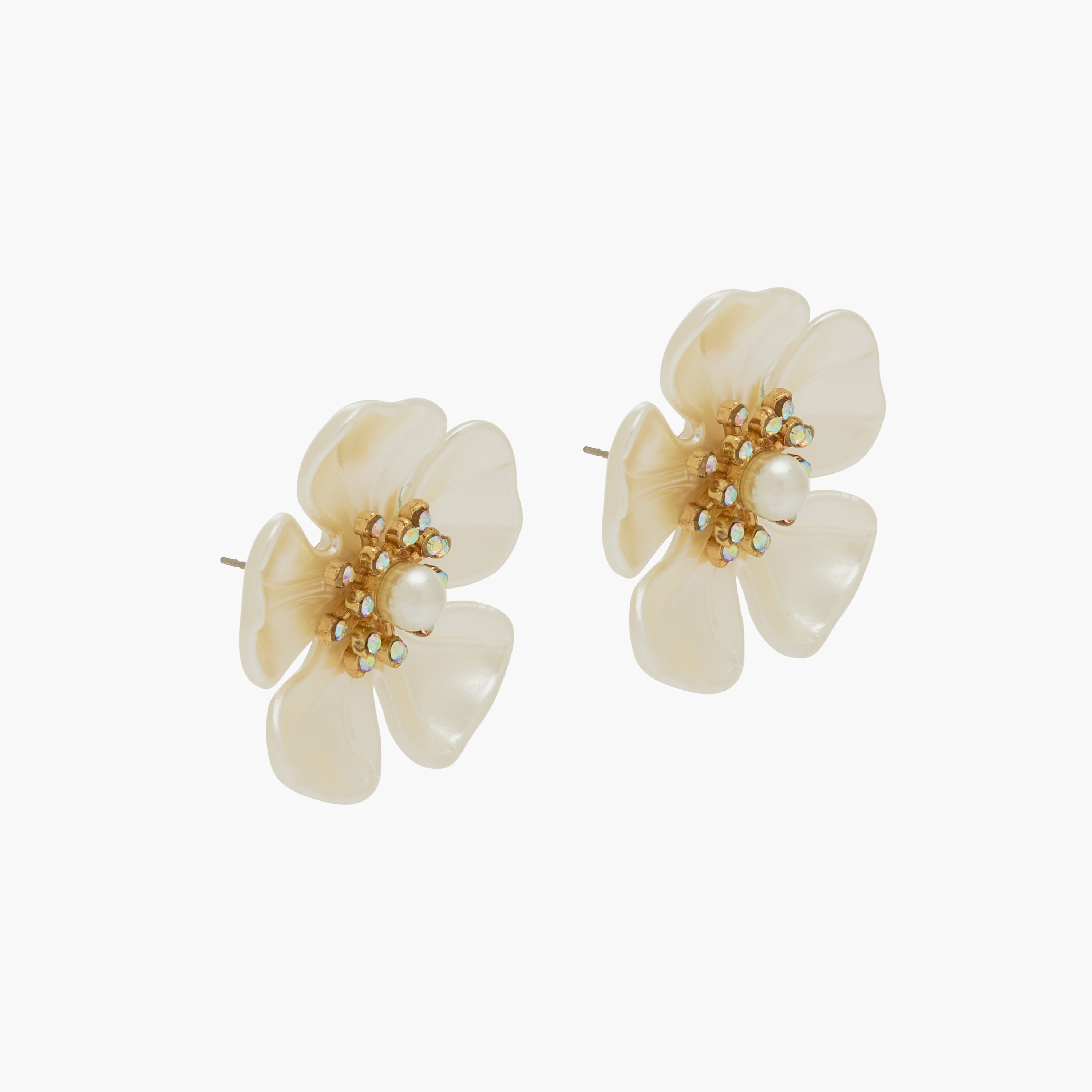 Gold Tone Floral Pearl Stud Earrings with Pushback Closure-women-watchesandjewellery-jewellery-earrings-image-2