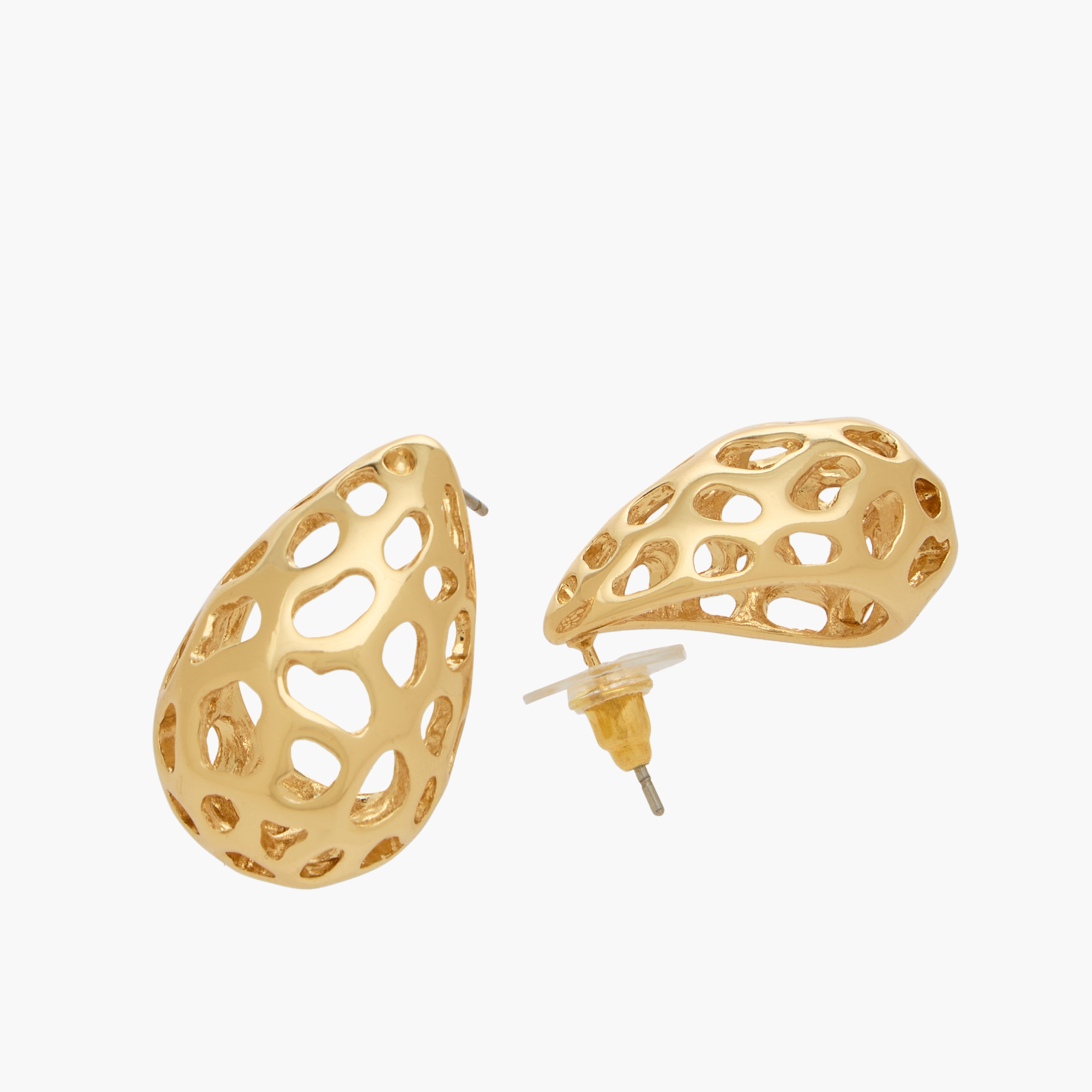 Metal Teardrop Stud Earrings with Pushback Closure-women-watchesandjewellery-jewellery-earrings-image-3