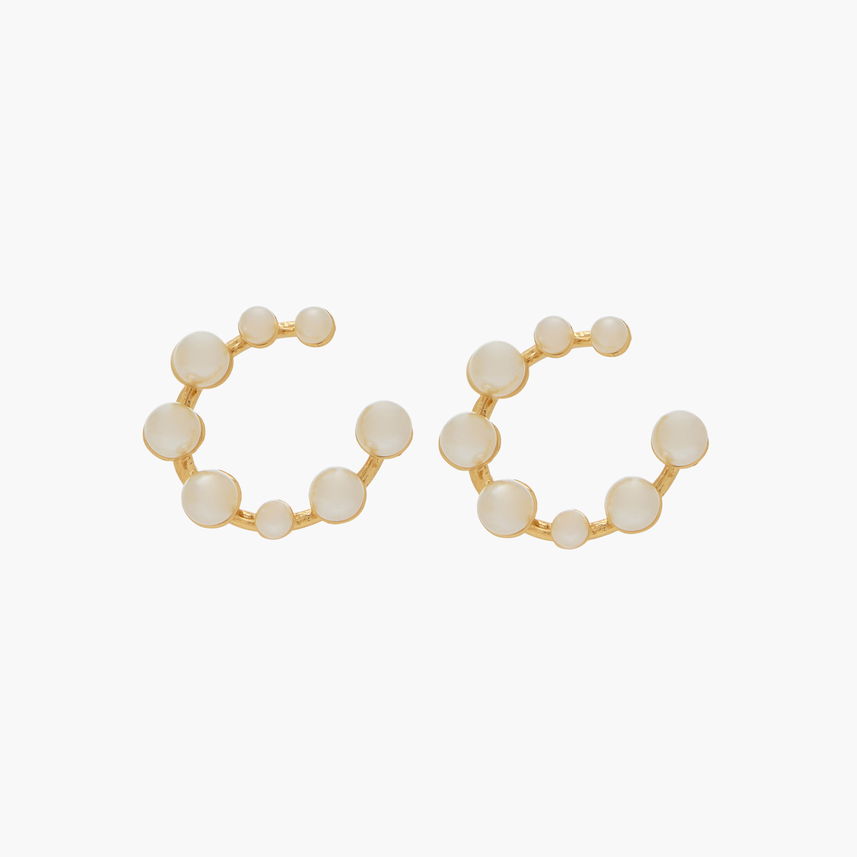 Gold Tone Pearl Stud Hoop Earrings with Pushback Closure-women-watchesandjewellery-jewellery-earrings-image-1