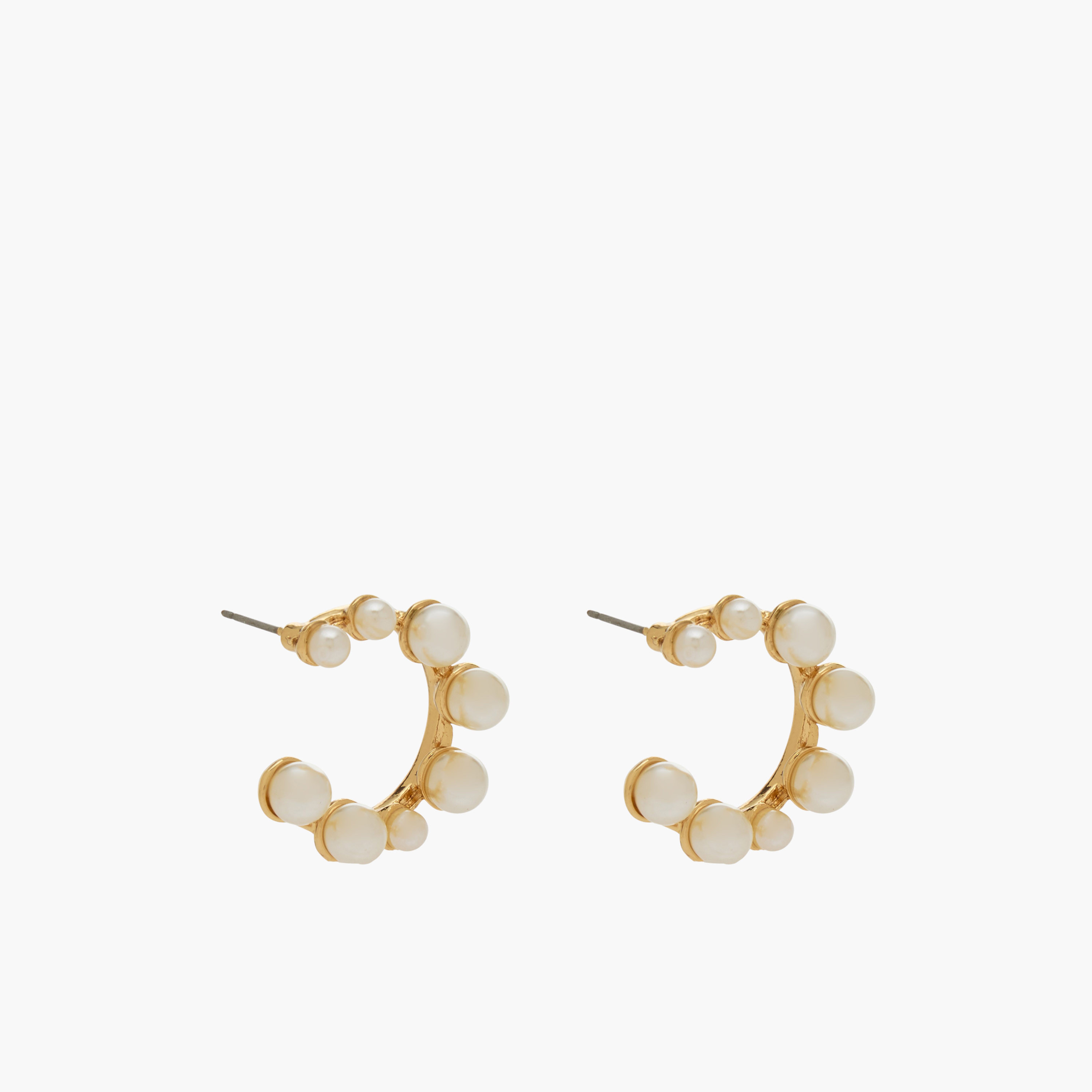 Gold Tone Pearl Stud Hoop Earrings with Pushback Closure-women-watchesandjewellery-jewellery-earrings-image-2