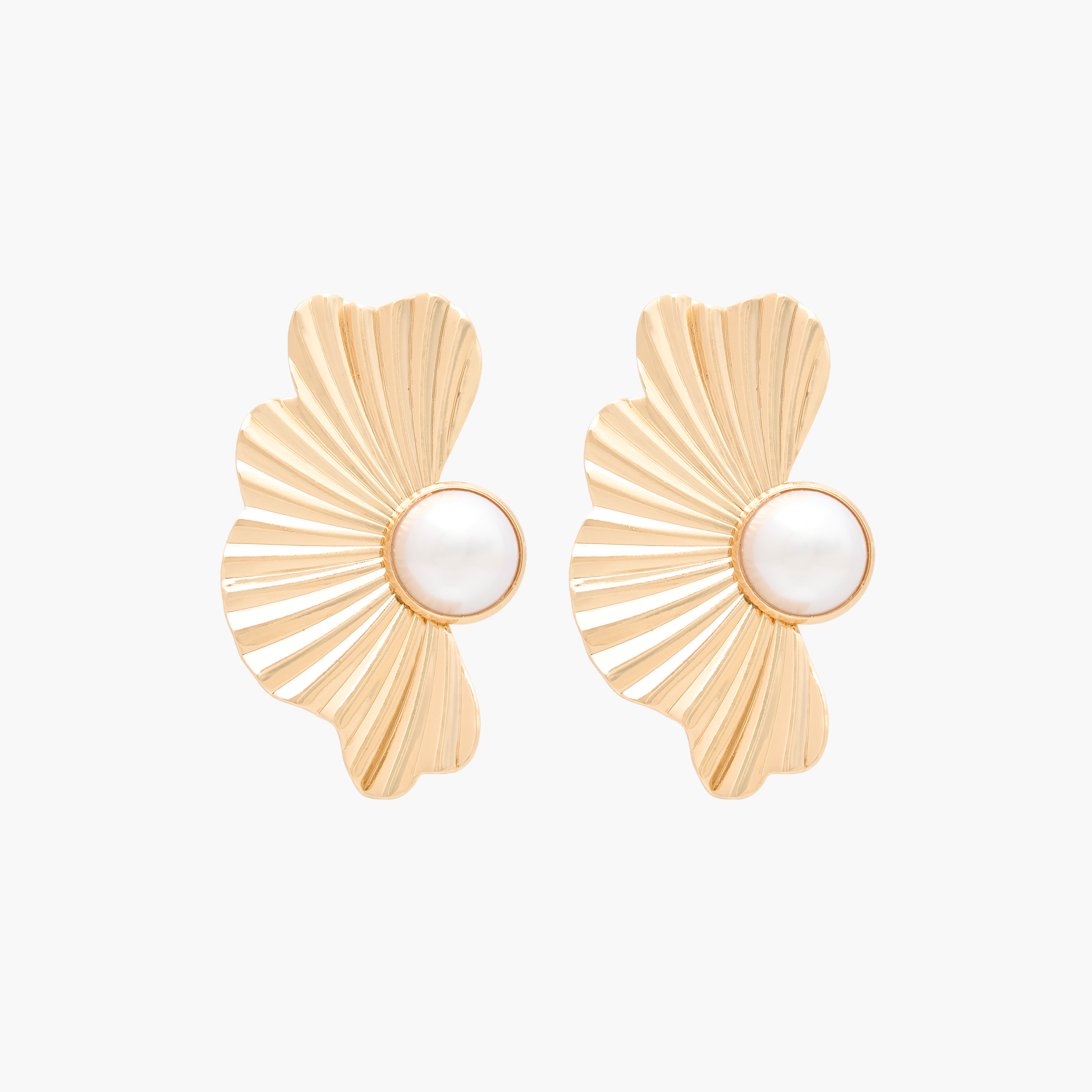 Metal Shell Pearl Dangler Earrings with Pushback Closure-women-watchesandjewellery-jewellery-earrings-image-1