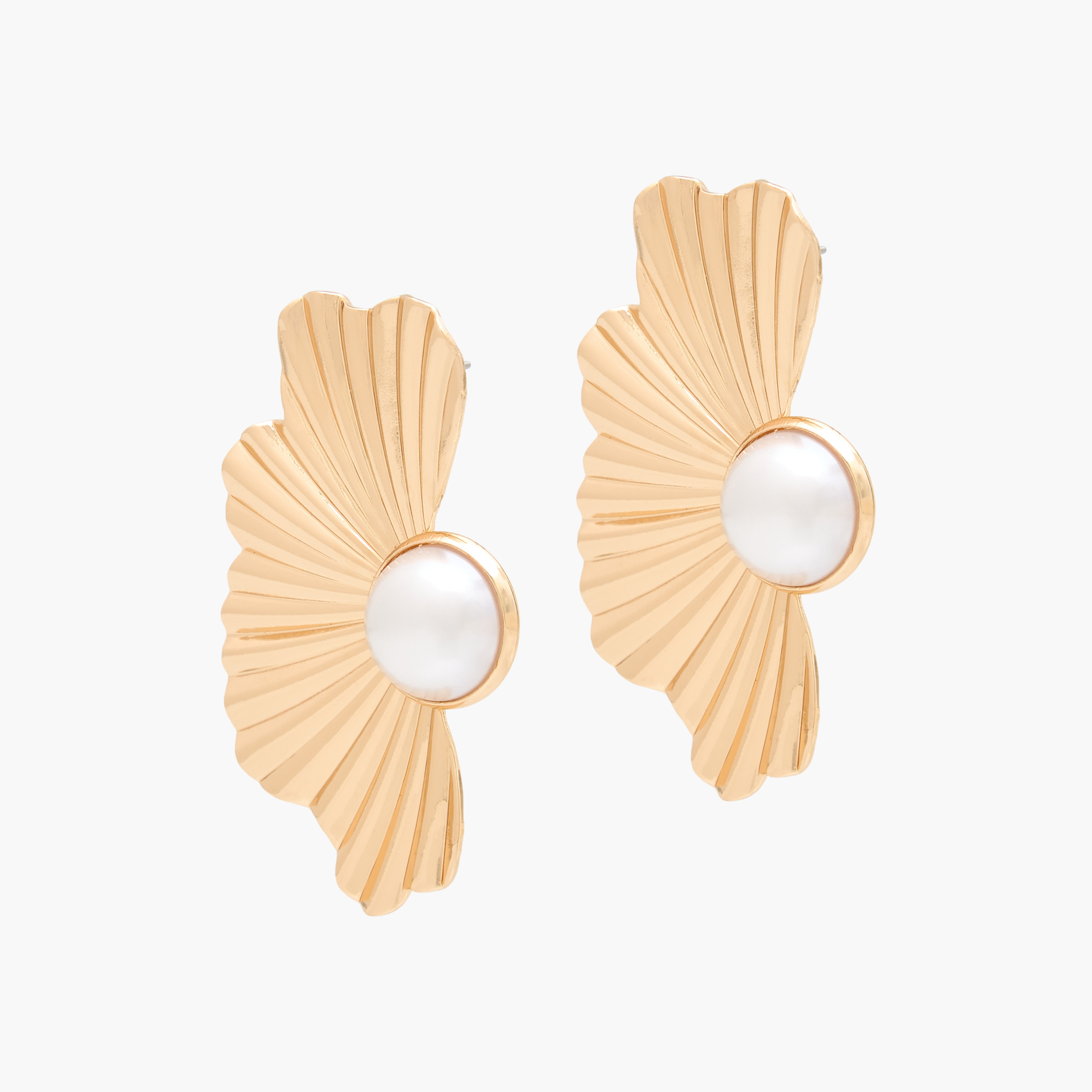 Metal Shell Pearl Dangler Earrings with Pushback Closure-women-watchesandjewellery-jewellery-earrings-image-2