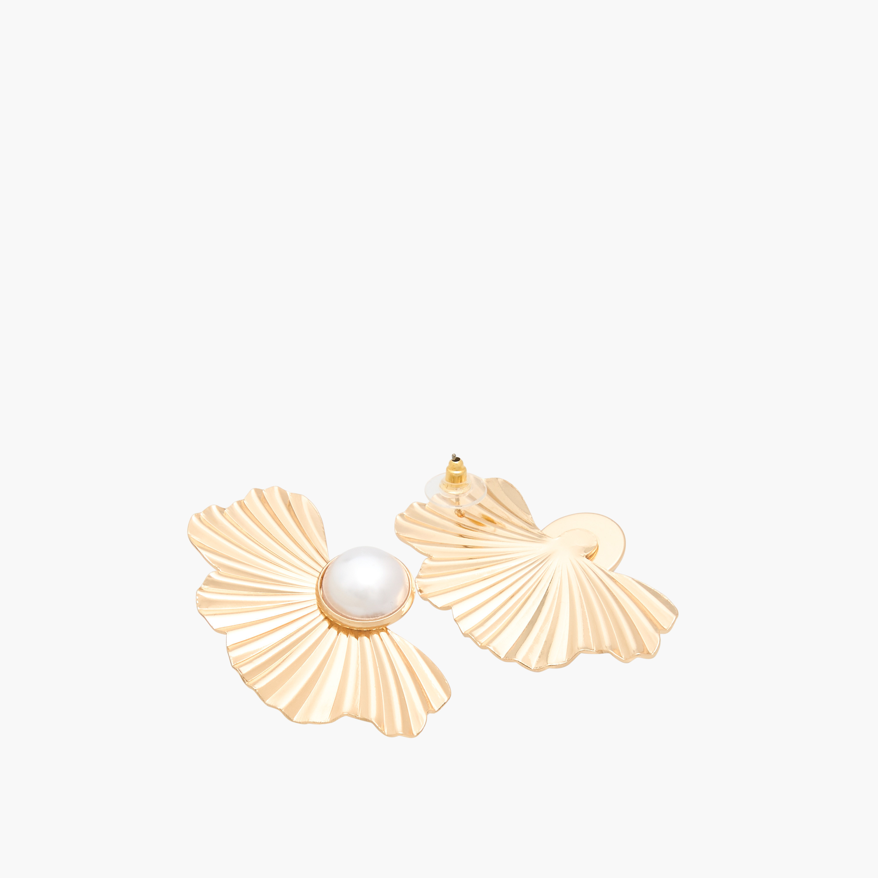 Metal Shell Pearl Dangler Earrings with Pushback Closure-women-watchesandjewellery-jewellery-earrings-image-4