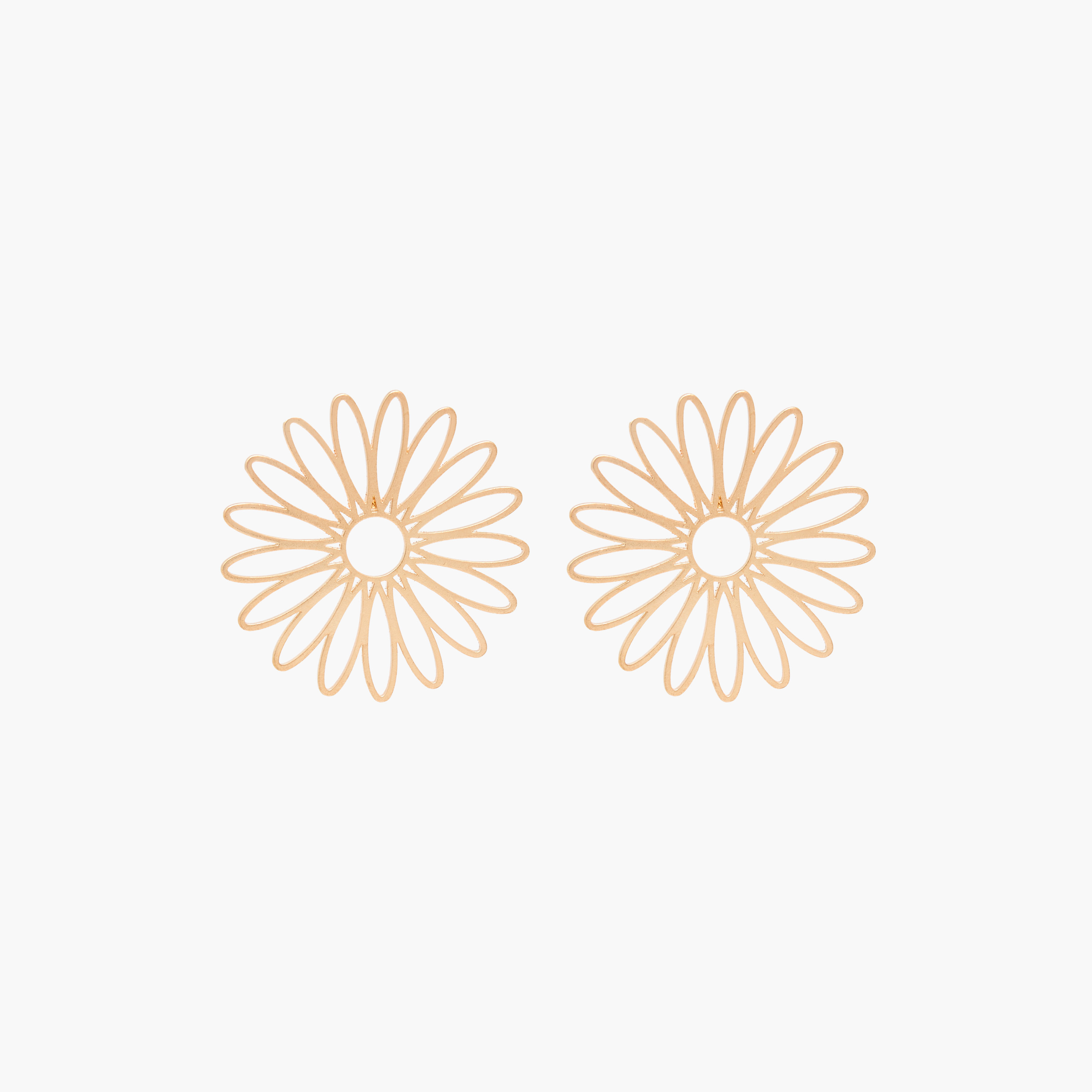 Metal Floral Stud Earrings with Pushback Closure-women-watchesandjewellery-jewellery-earrings-image-1