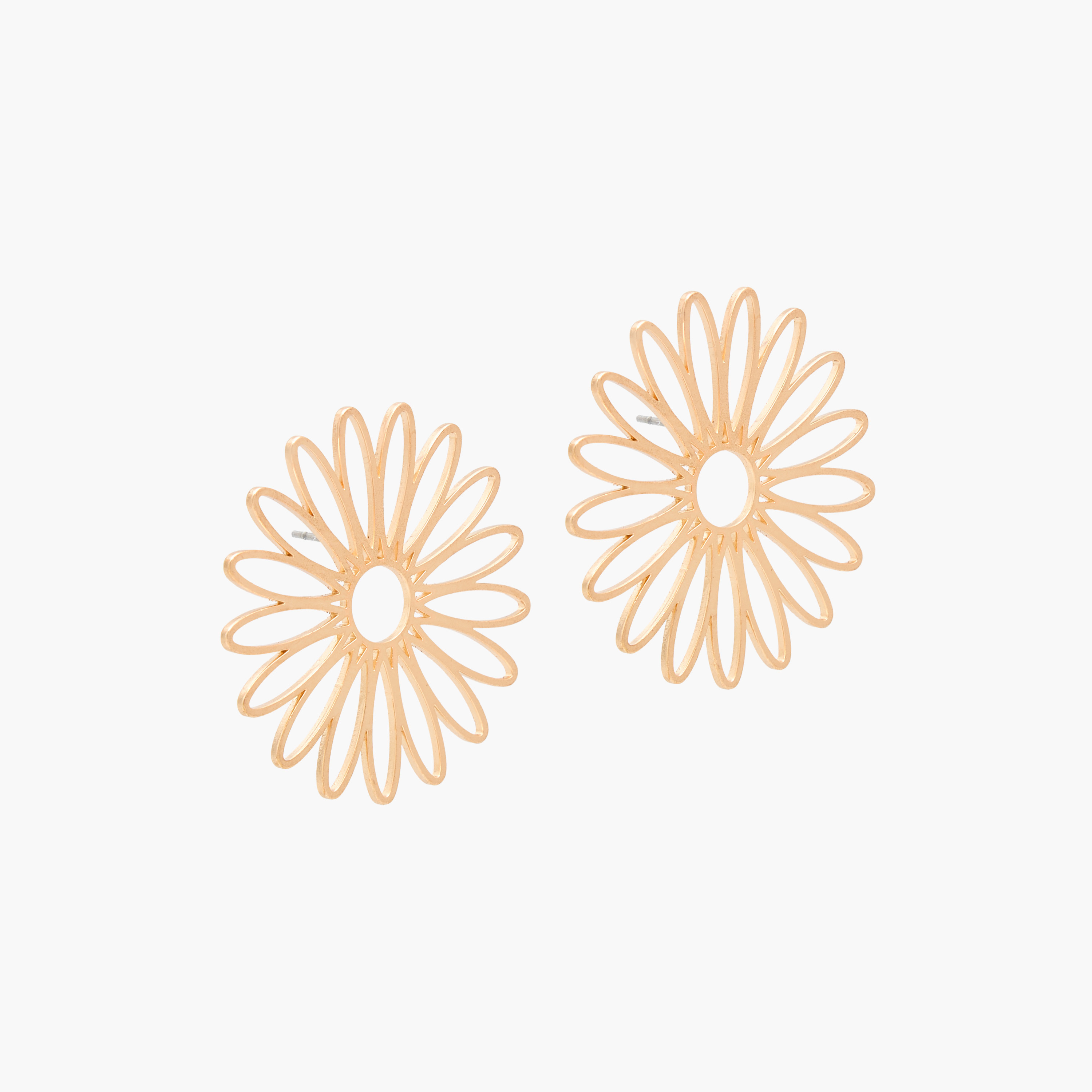 Metal Floral Stud Earrings with Pushback Closure-women-watchesandjewellery-jewellery-earrings-image-2