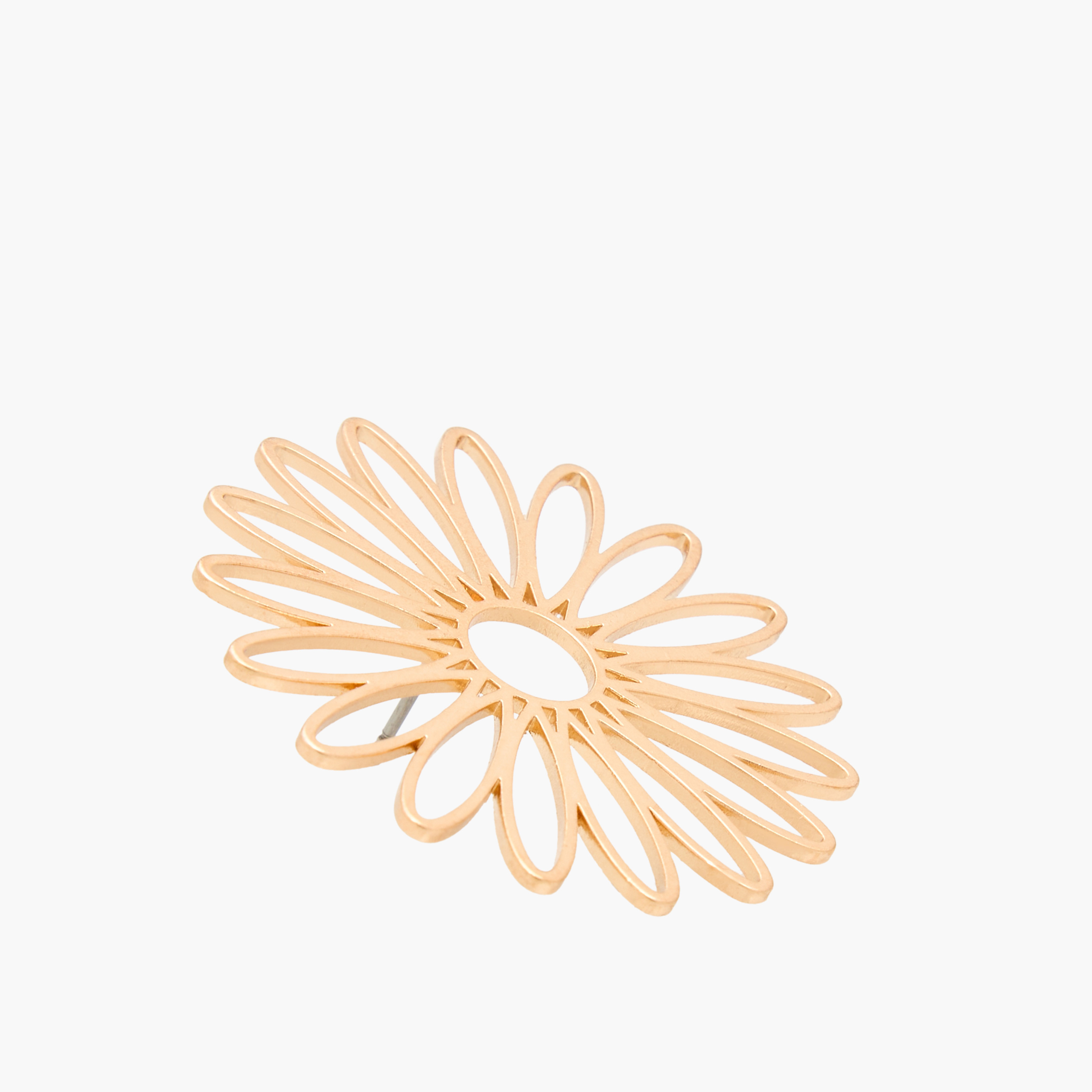 Metal Floral Stud Earrings with Pushback Closure-women-watchesandjewellery-jewellery-earrings-image-3