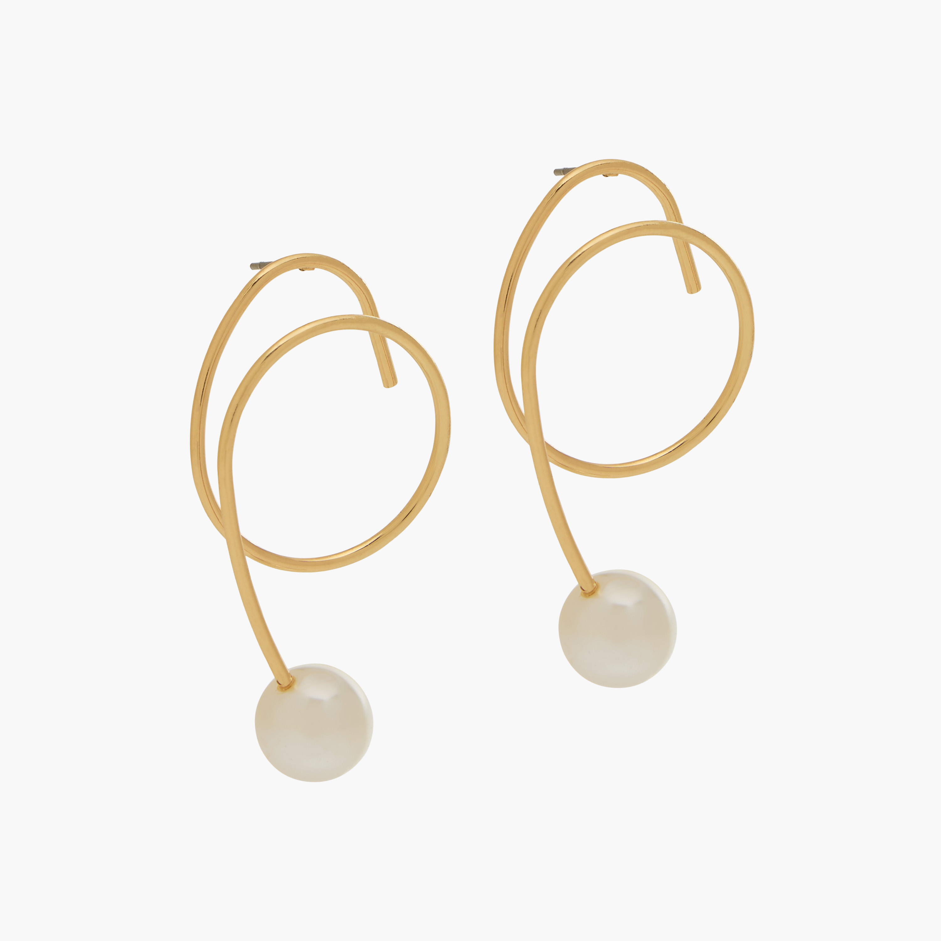 Metal Pearl Dangler Earrings with Pushback Closure-women-watchesandjewellery-jewellery-earrings-image-2
