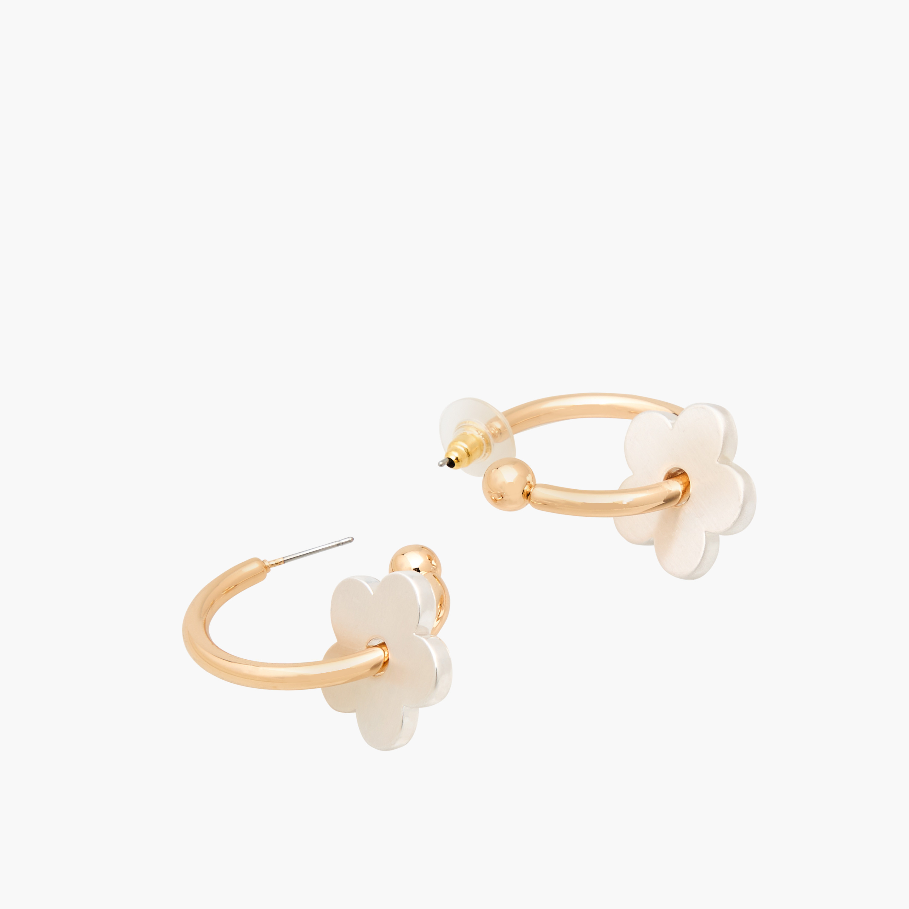 Gold Tone Flower Drop Hoop Earrings with Pushback Closure-women-watchesandjewellery-jewellery-earrings-image-4