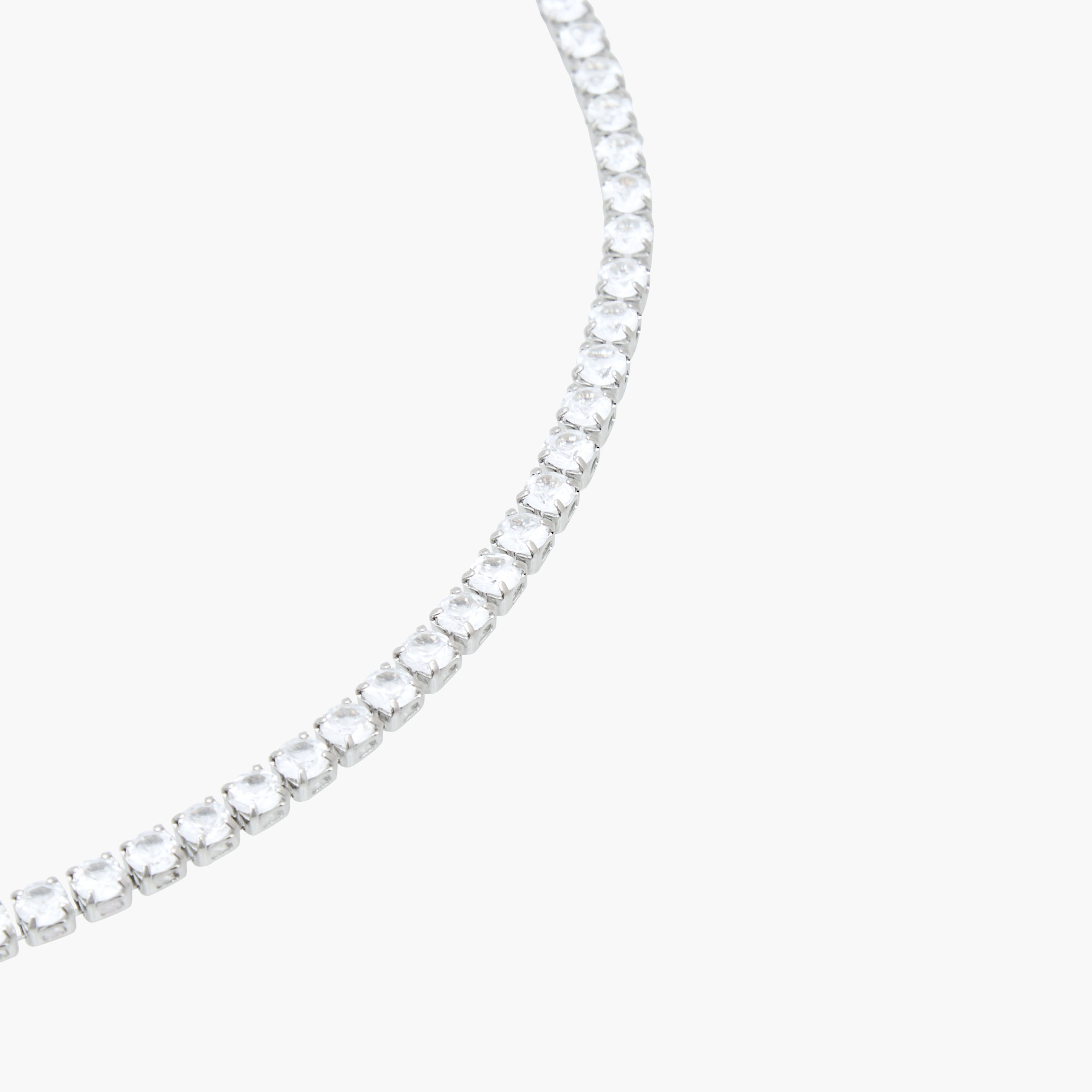 Silver Tone Necklace with Cubic Zirconia Embellishments-women-watchesandjewellery-jewellery-necklacesandpendants-image-2