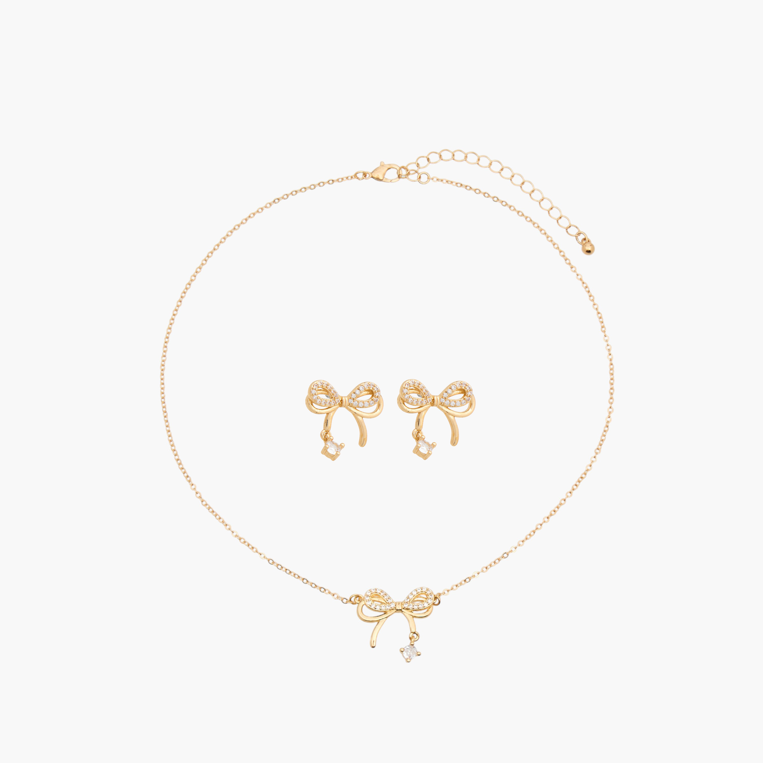 Pendant Necklace and Earrings Set with Cubic Zirconia Embellishment-women-watchesandjewellery-jewellery-jewellerysets-image-1