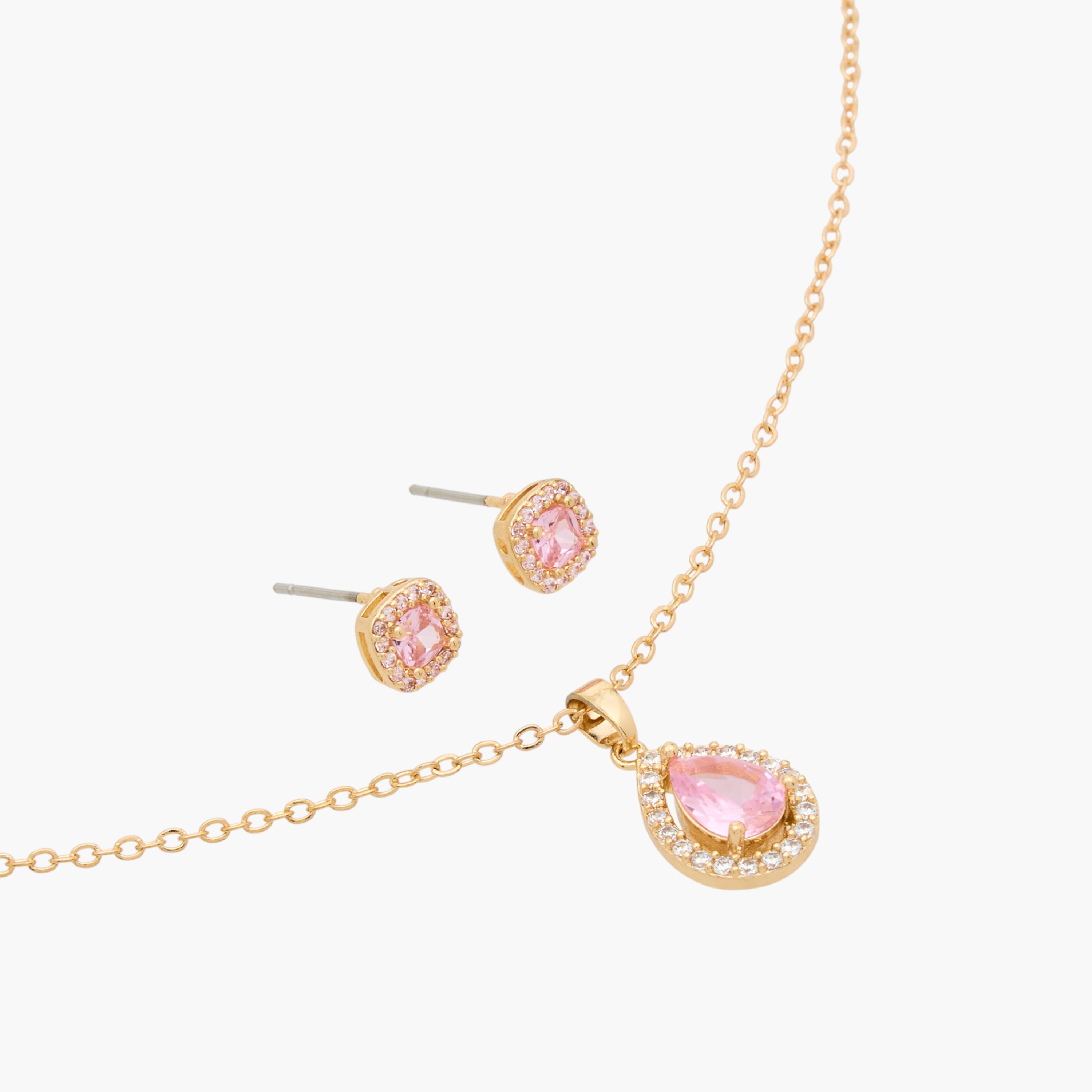 طقم مجوهرات قلادة وأقراط زركون مكعب-women-watchesandjewellery-jewellery-jewellerysets-image-2