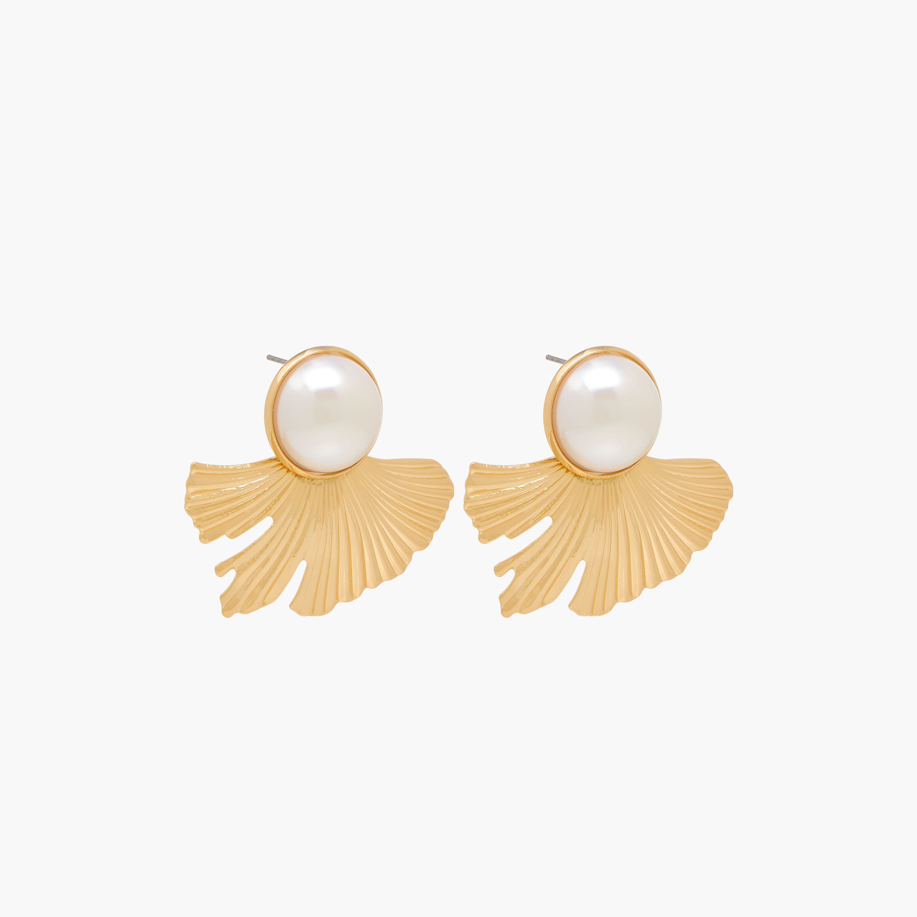 Metallic Petal Stud Earrings with Pushback Closure-women-watchesandjewellery-jewellery-earrings-image-2
