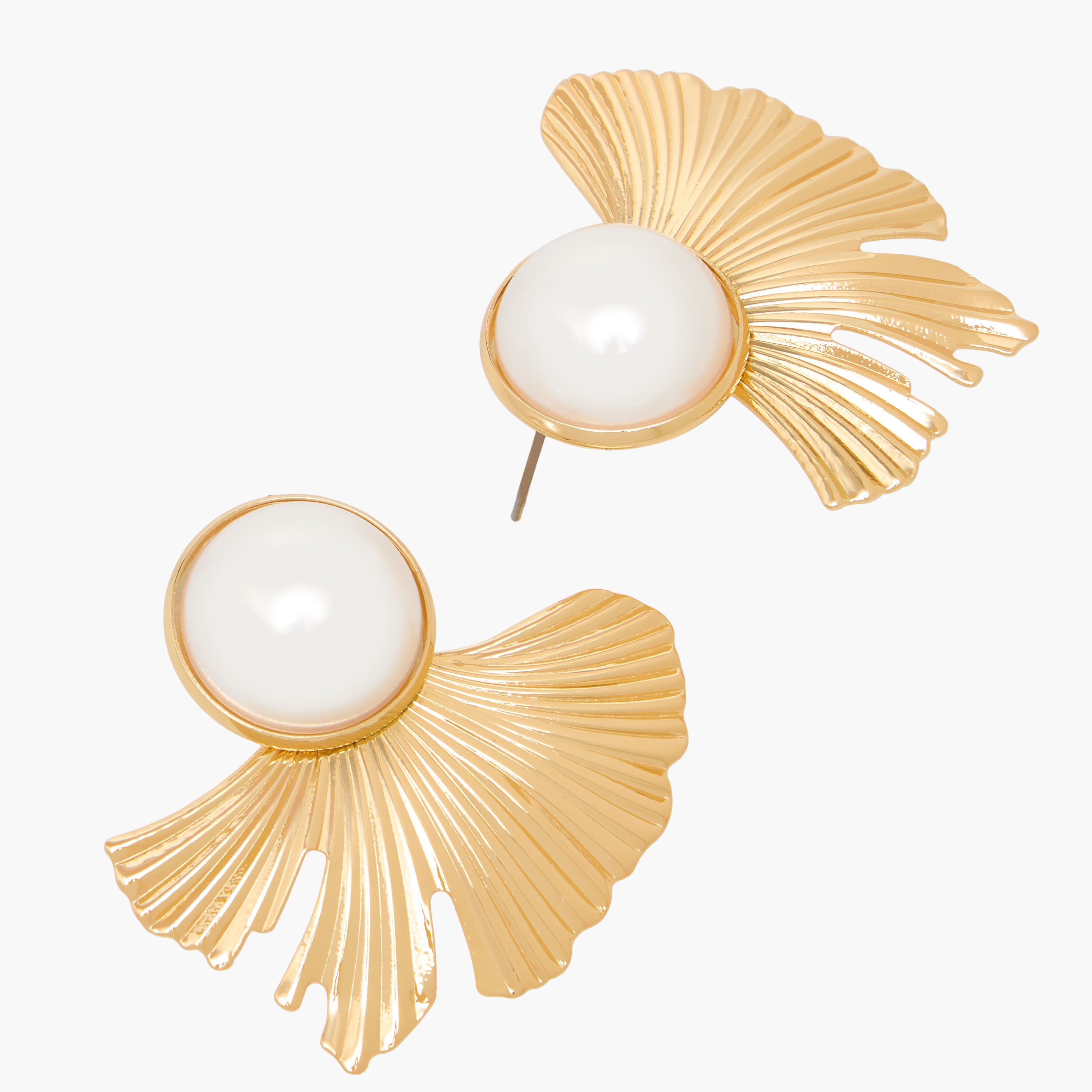 Metallic Petal Stud Earrings with Pushback Closure-women-watchesandjewellery-jewellery-earrings-image-3