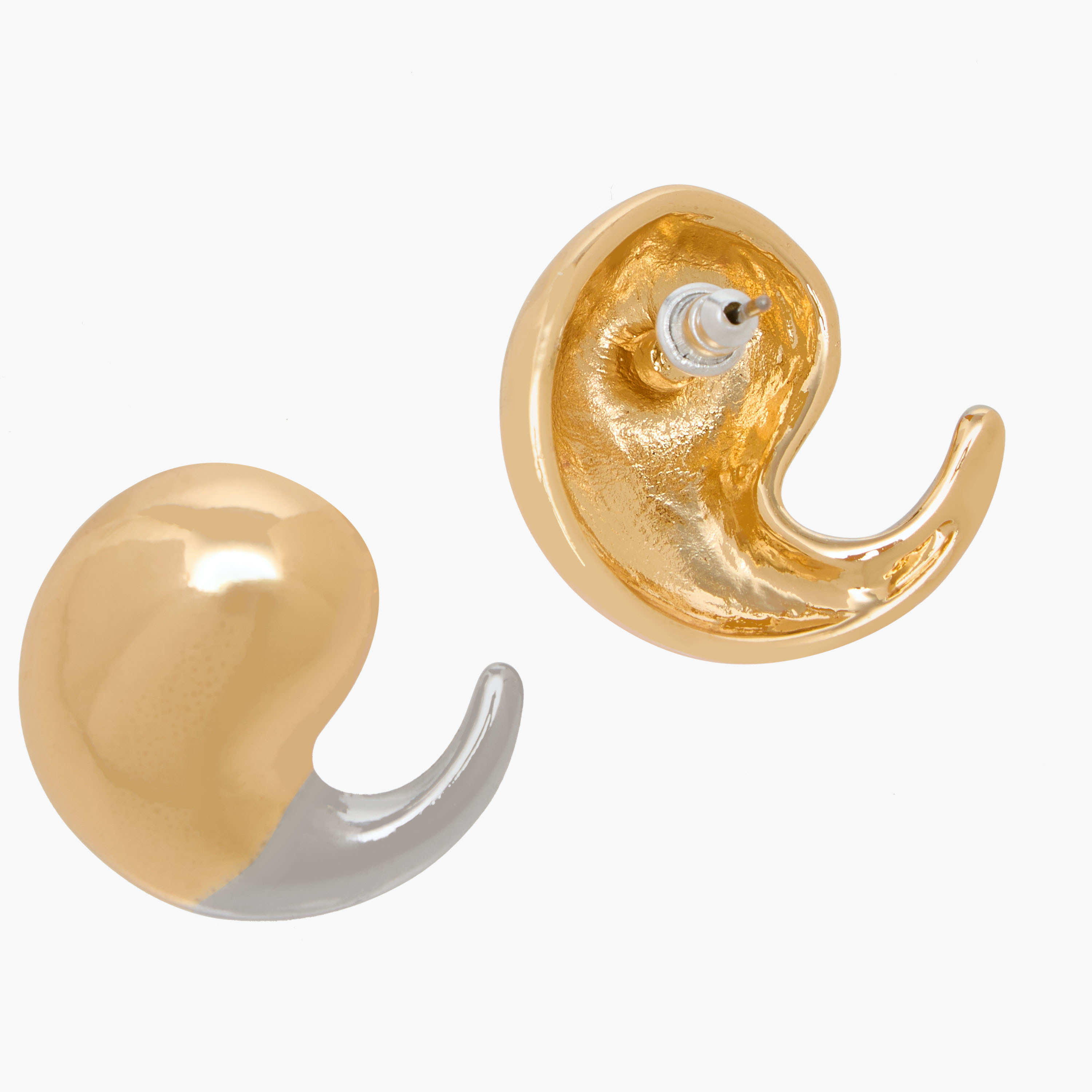 Dual-Tone Tear Drop Earrings with Pushback Closure-women-watchesandjewellery-jewellery-earrings-image-3