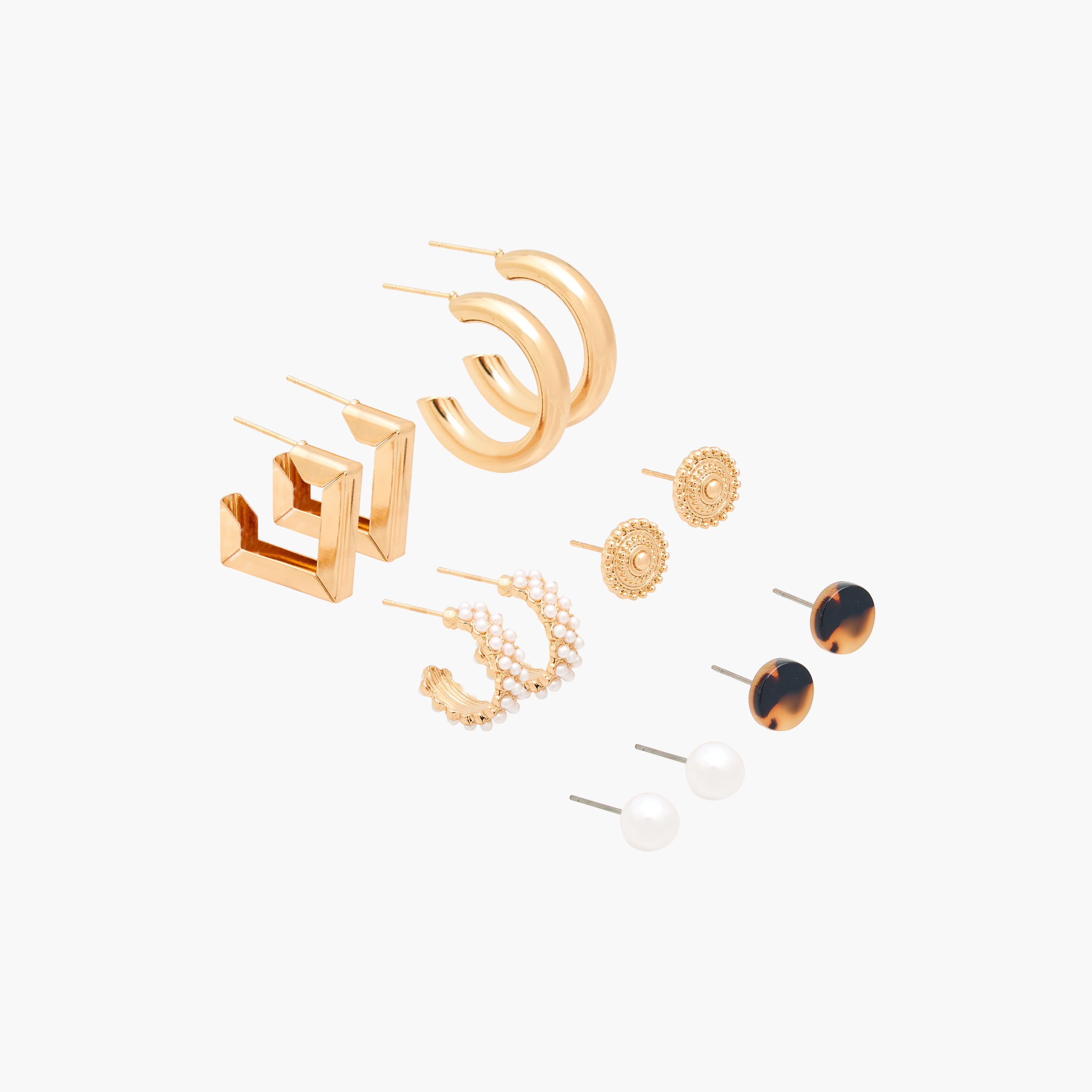 حلقان متنوعة معدن بمكبس إغلاق خلفي - عبوة 6 قطع-women-watchesandjewellery-jewellery-earrings-image-2