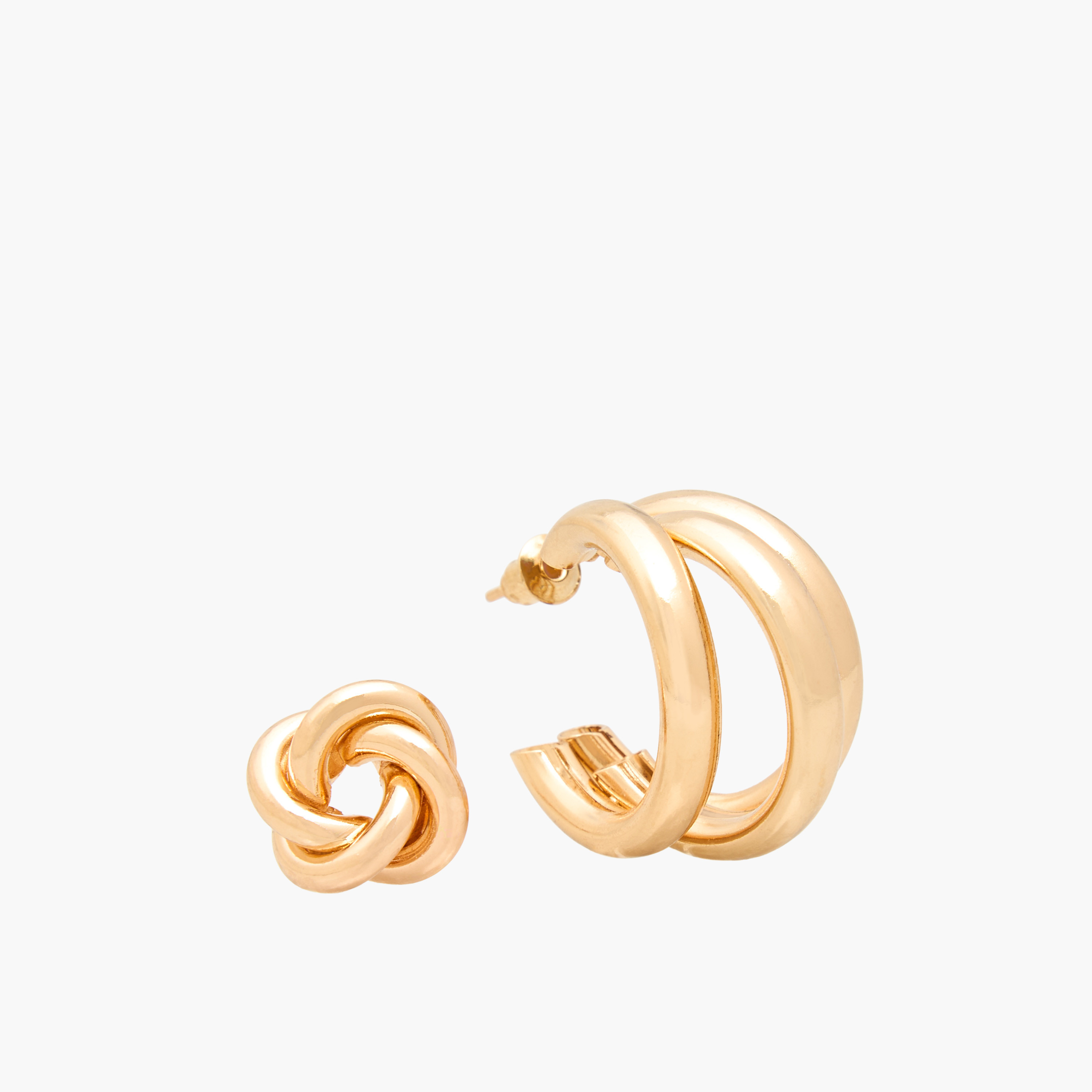 حلقان معدنية متنوعة بمكبس إغلاق خلفي - طقم من 6 قطع-women-watchesandjewellery-jewellery-earrings-image-4