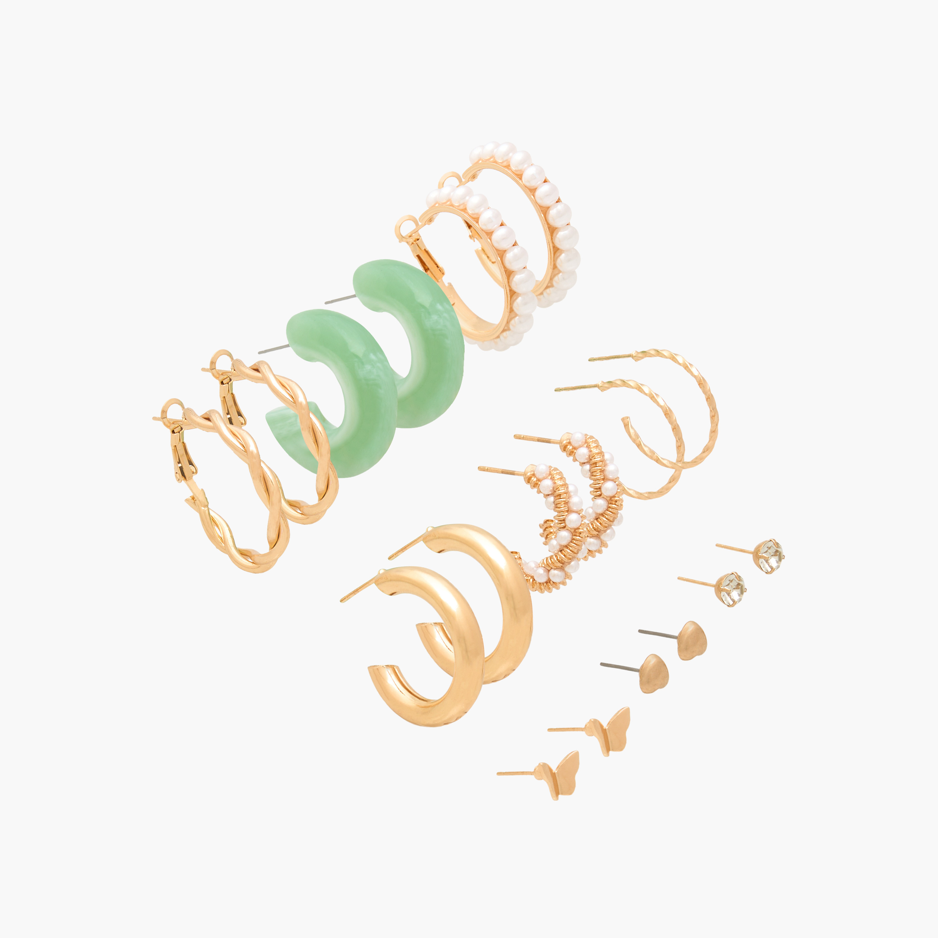Pack of 9 Metal Assorted Earrings with Pushback Closure-women-watchesandjewellery-jewellery-earrings-image-2