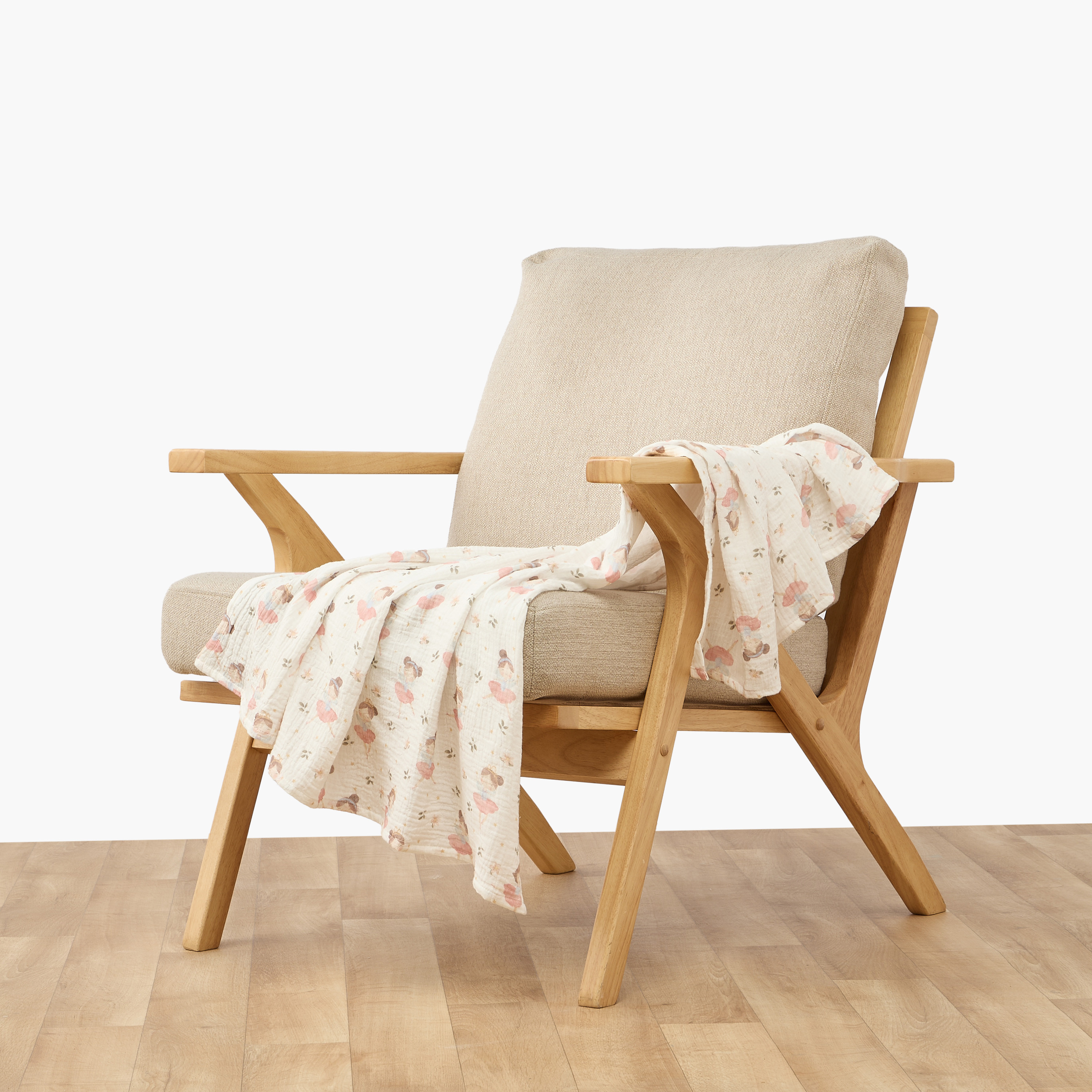 Juniors Baby Swaddle with Ballerina Print, 100x100 cm-baby-nursery-blanketsandswaddles-swaddlesandsleepingbags-image-2