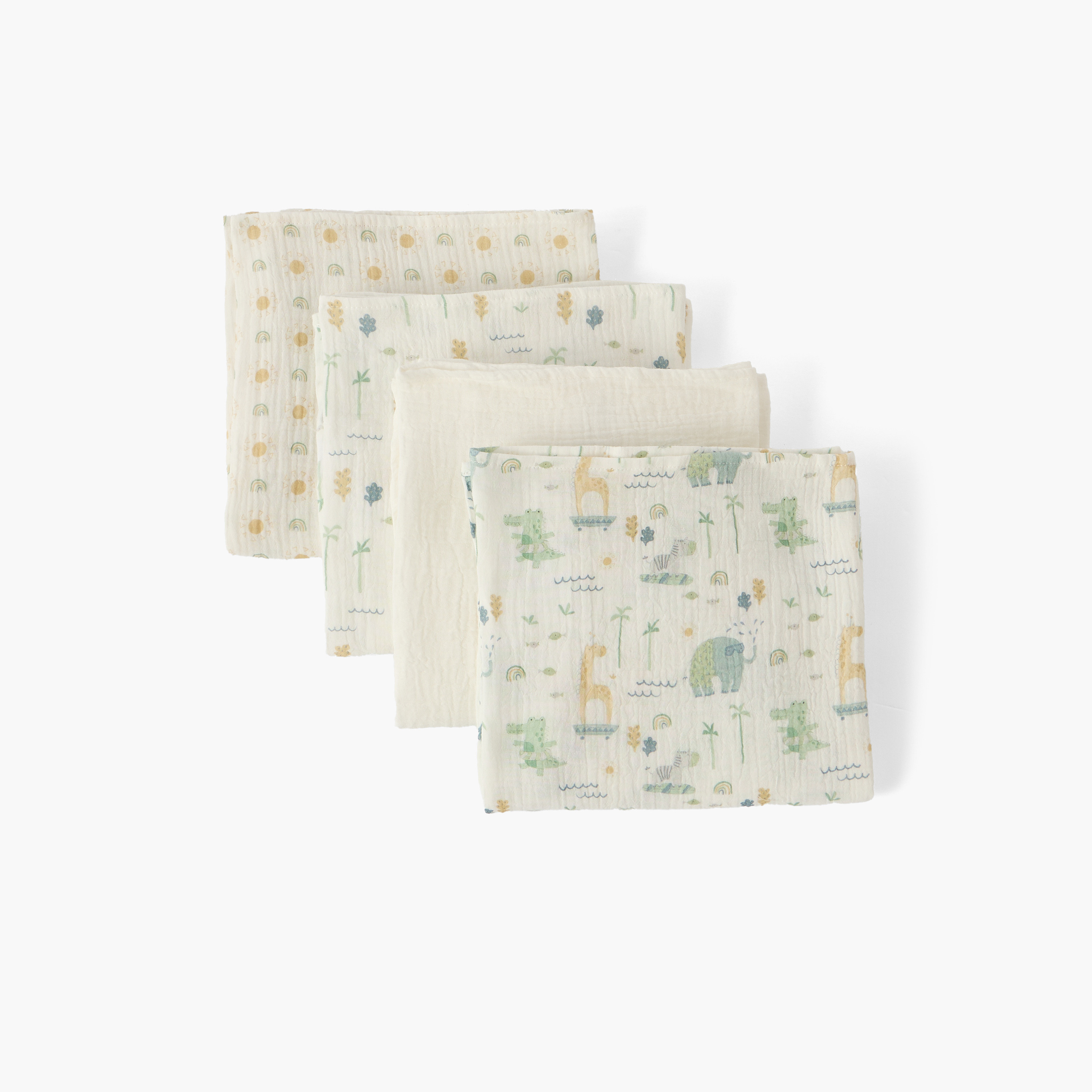 Pack of 4 Juniors Baby Swaddle with Assorted Print, 100x100 cm-baby-nursery-blanketsandswaddles-swaddlesandsleepingbags-image-3