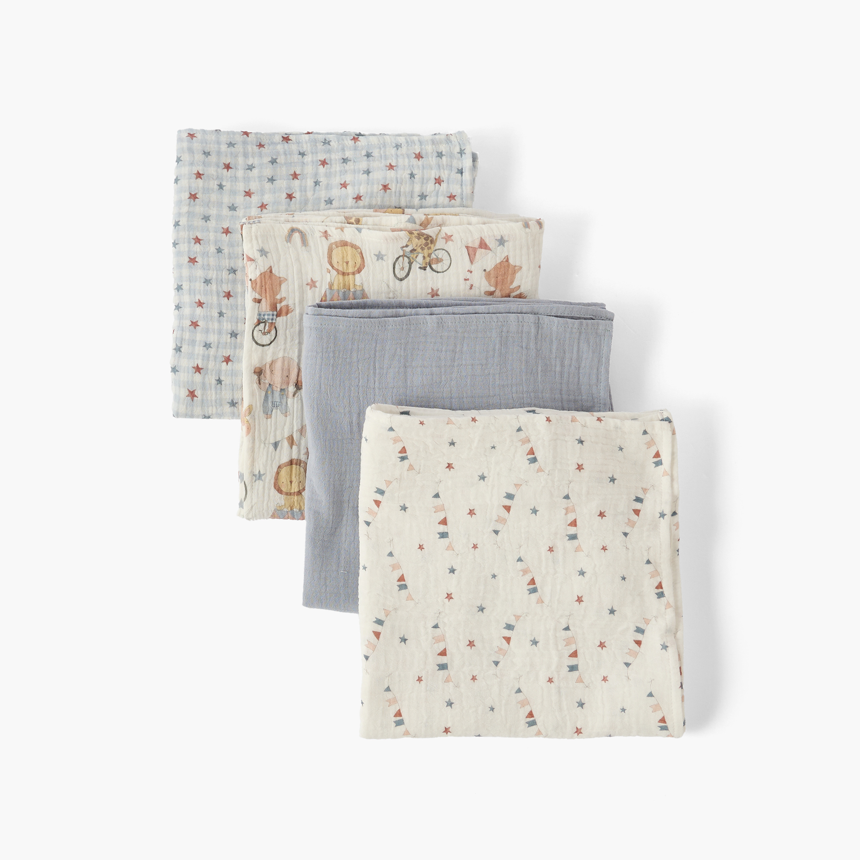 Pack of 4 Juniors Baby Swaddle with Assorted Print, 100x100 cm-baby-nursery-blanketsandswaddles-swaddlesandsleepingbags-image-3