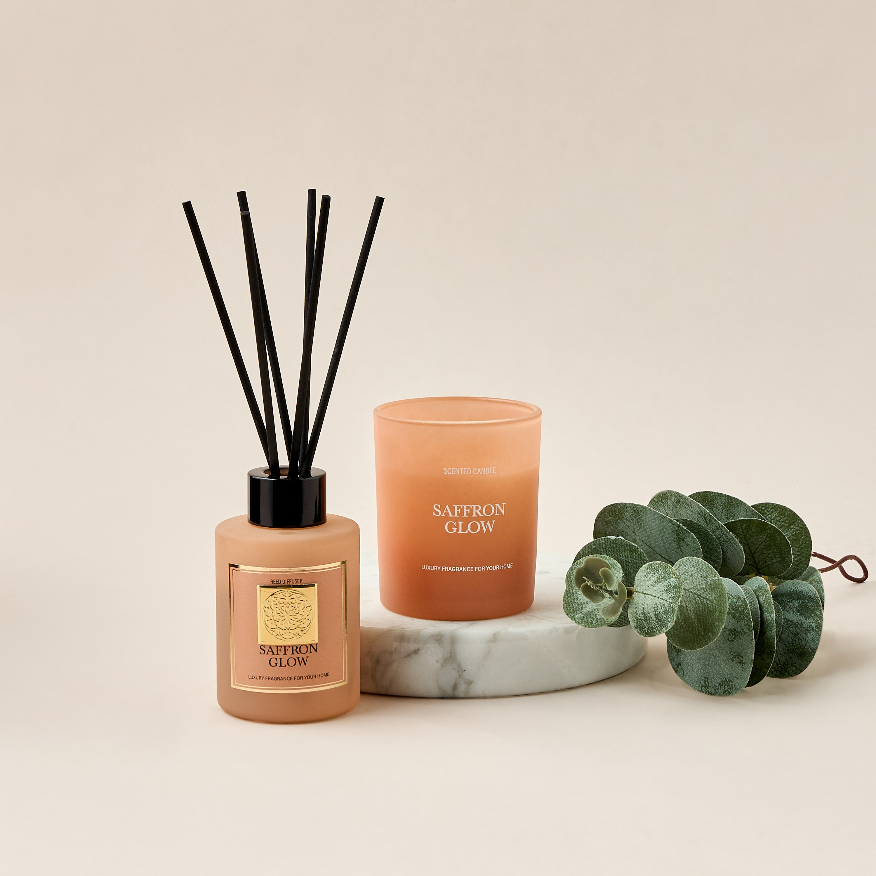 مجموعة موزع عطور بالأعواد وجرة شمع براحة سافرون جلو-household-homefragrance-fragrancegiftset-image-1