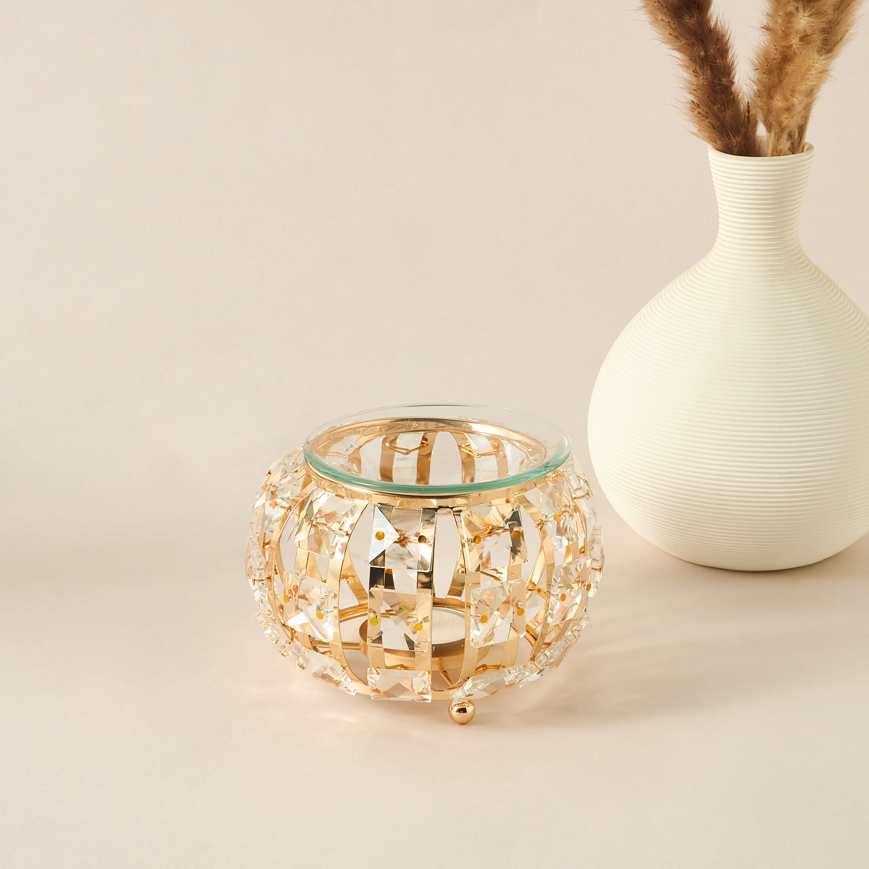 Dome Crystal and Metal Oil Burner - 10 cms-household-homefragrance-burners-image-1