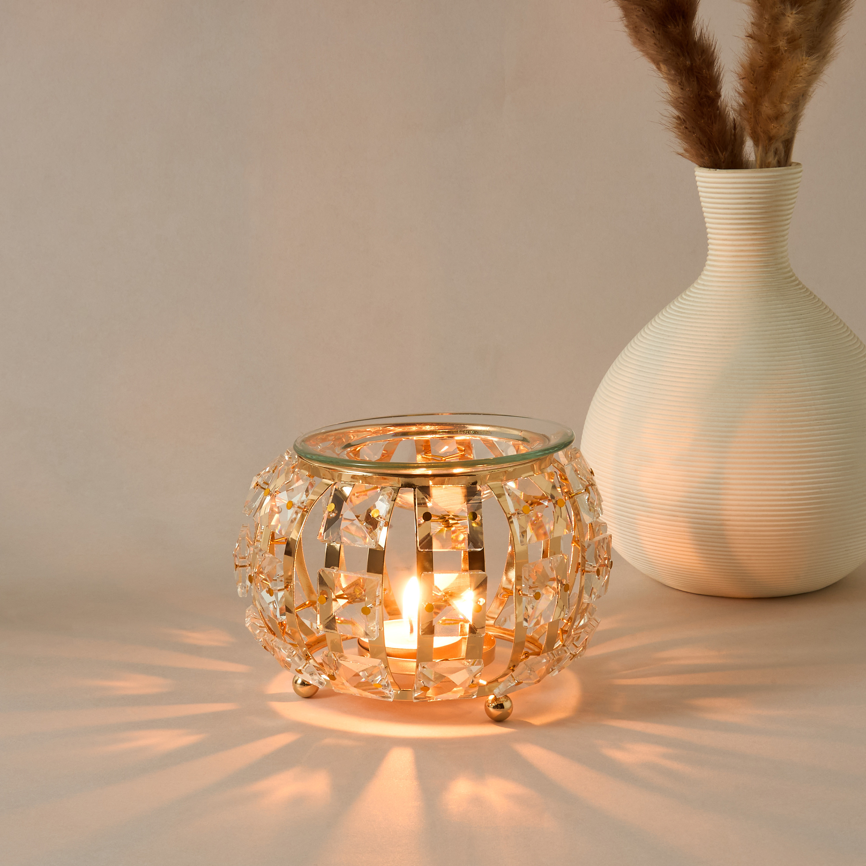 Dome Crystal and Metal Oil Burner - 10 cms-household-homefragrance-burners-image-2