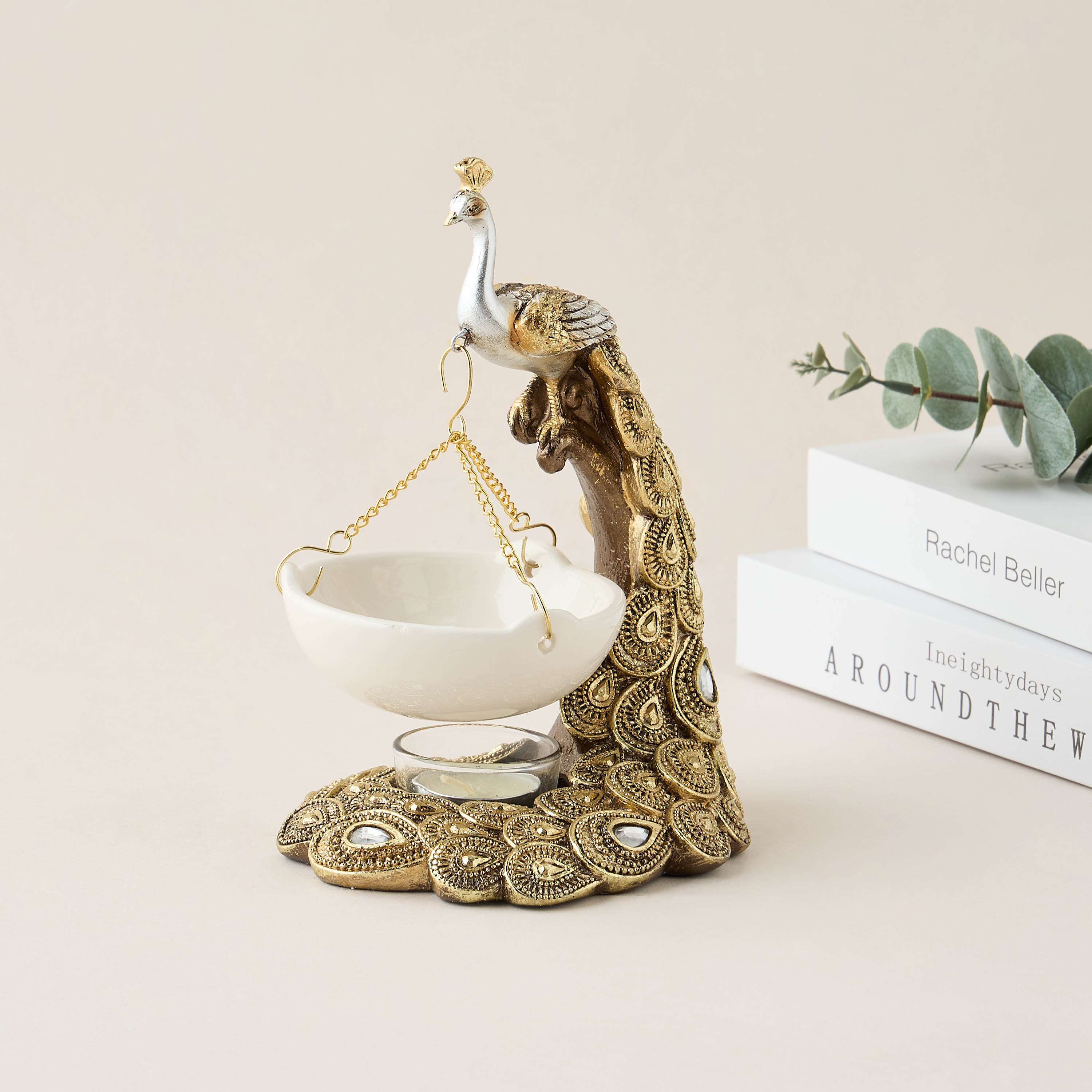 Feathered Flame Oil Burner - 14x12x19 cms-household-homefragrance-burners-image-1