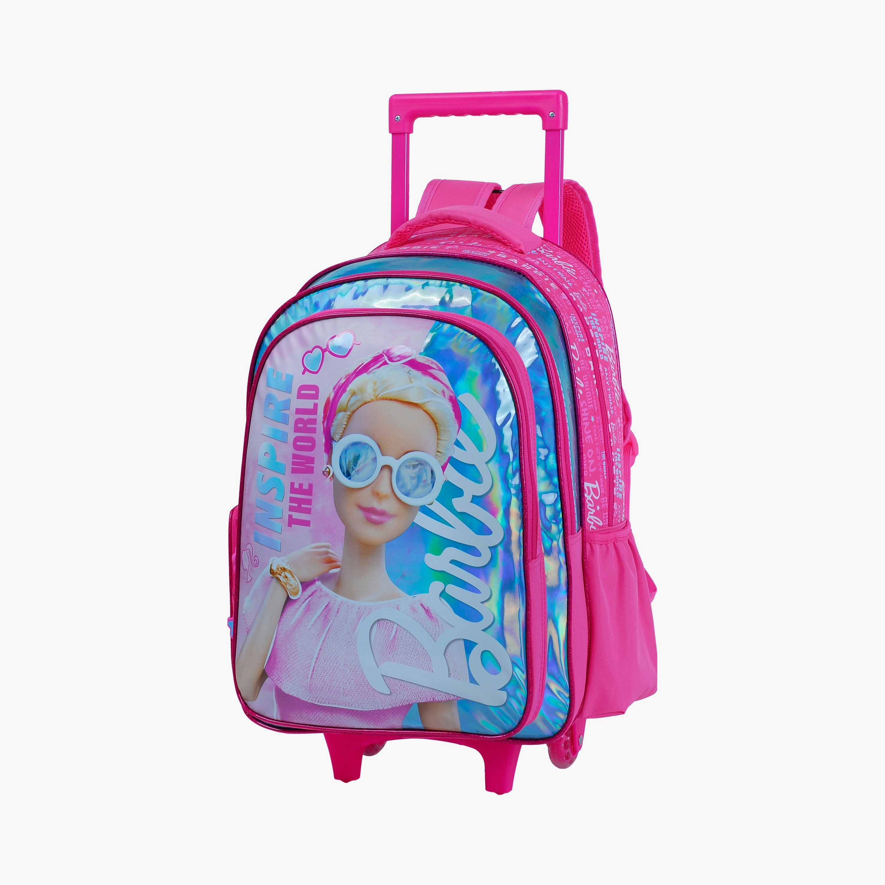 حقيبة ترولي مطبوعة عليها باربي - 18 بوصة - وردي-school-bagsandbackpacks-trolleybags-image-1