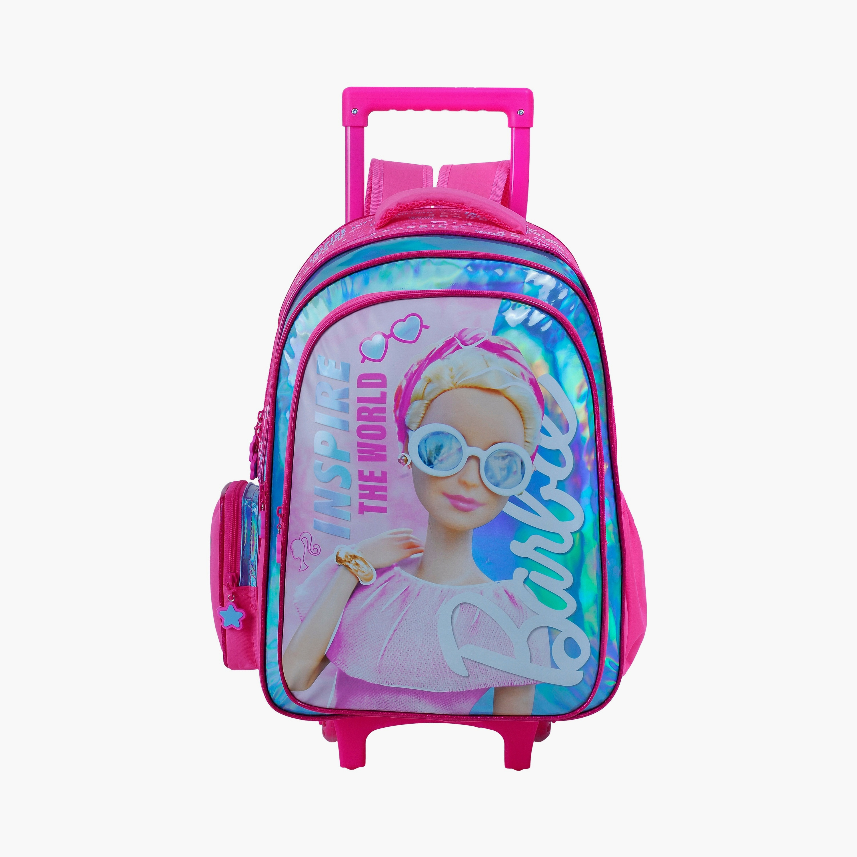 حقيبة ترولي مطبوعة عليها باربي - 18 بوصة - وردي-school-bagsandbackpacks-trolleybags-image-2