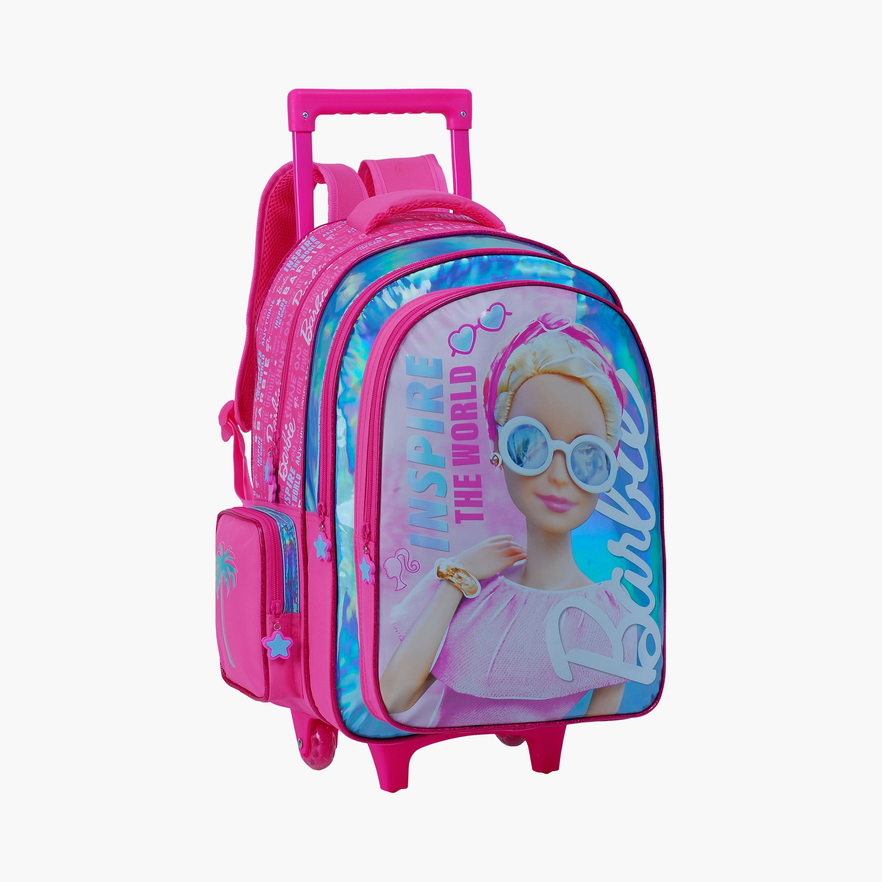 حقيبة ترولي مطبوعة عليها باربي - 18 بوصة - وردي-school-bagsandbackpacks-trolleybags-image-3
