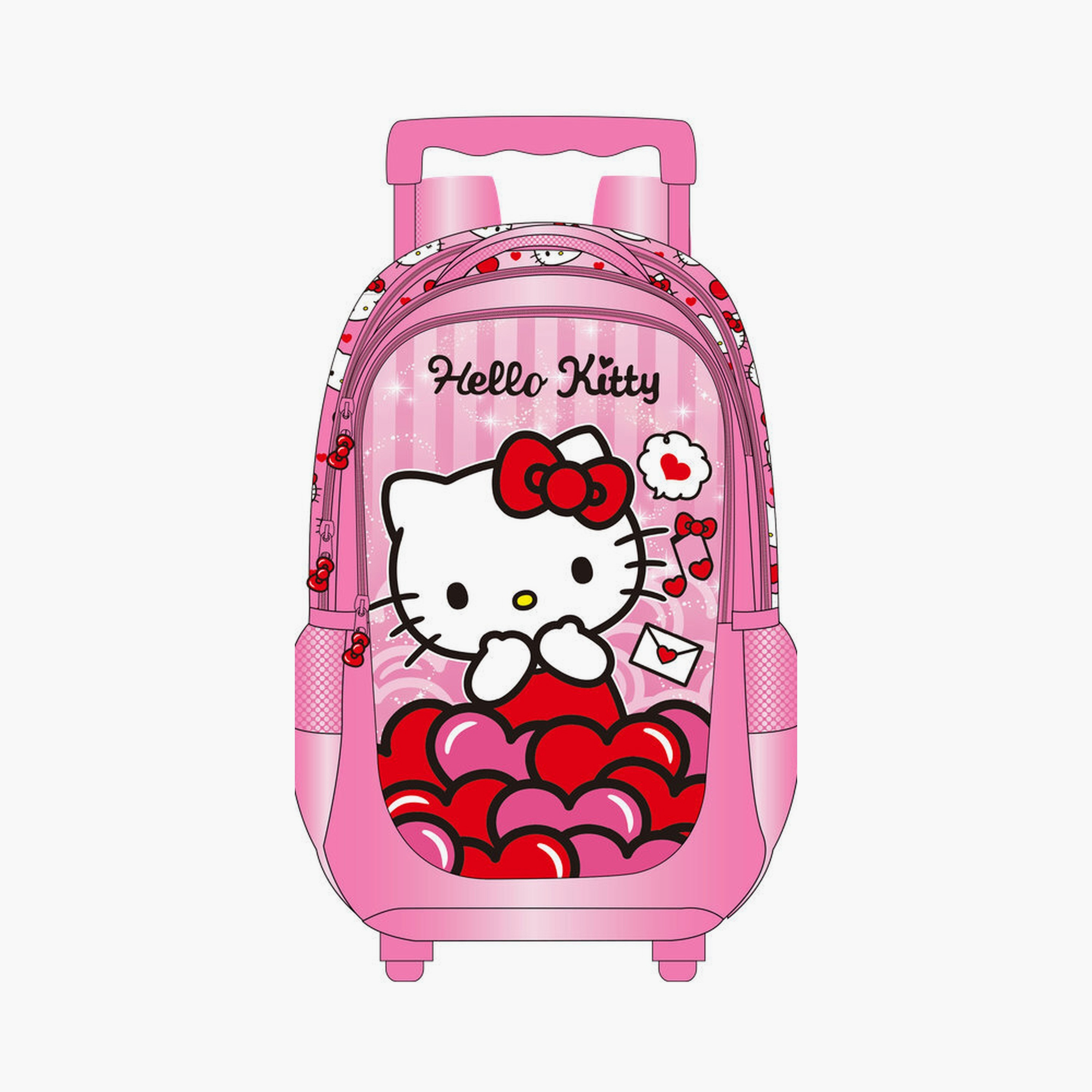 حقيبة ظهر ترولي مطبوعة هالو كيتي - 18 بوصة - وردي.-school-bagsandbackpacks-trolleybags-image-1