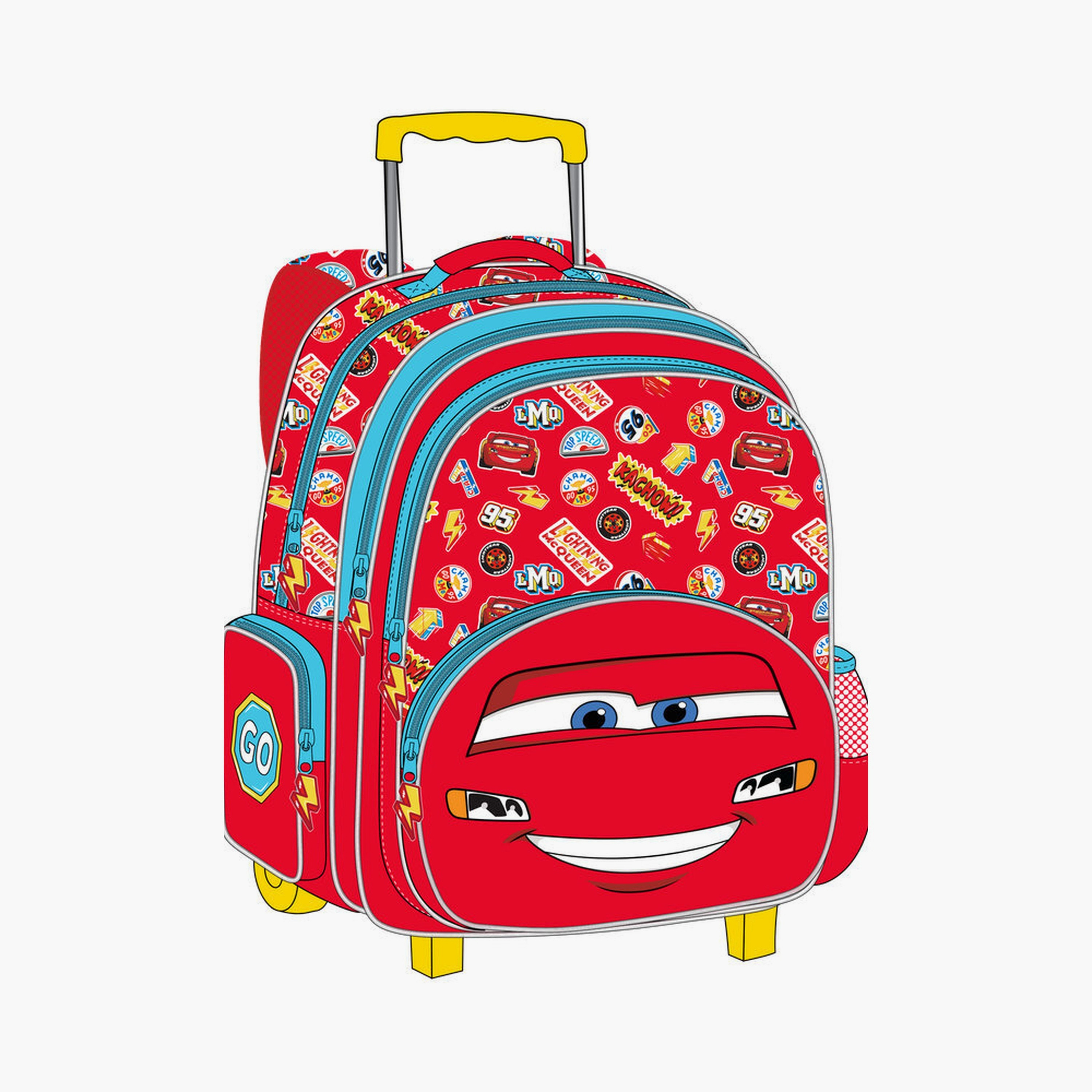 Cars Printed Trolley Backpack - 16 inch - Red-school-bagsandbackpacks-trolleybags-image-1