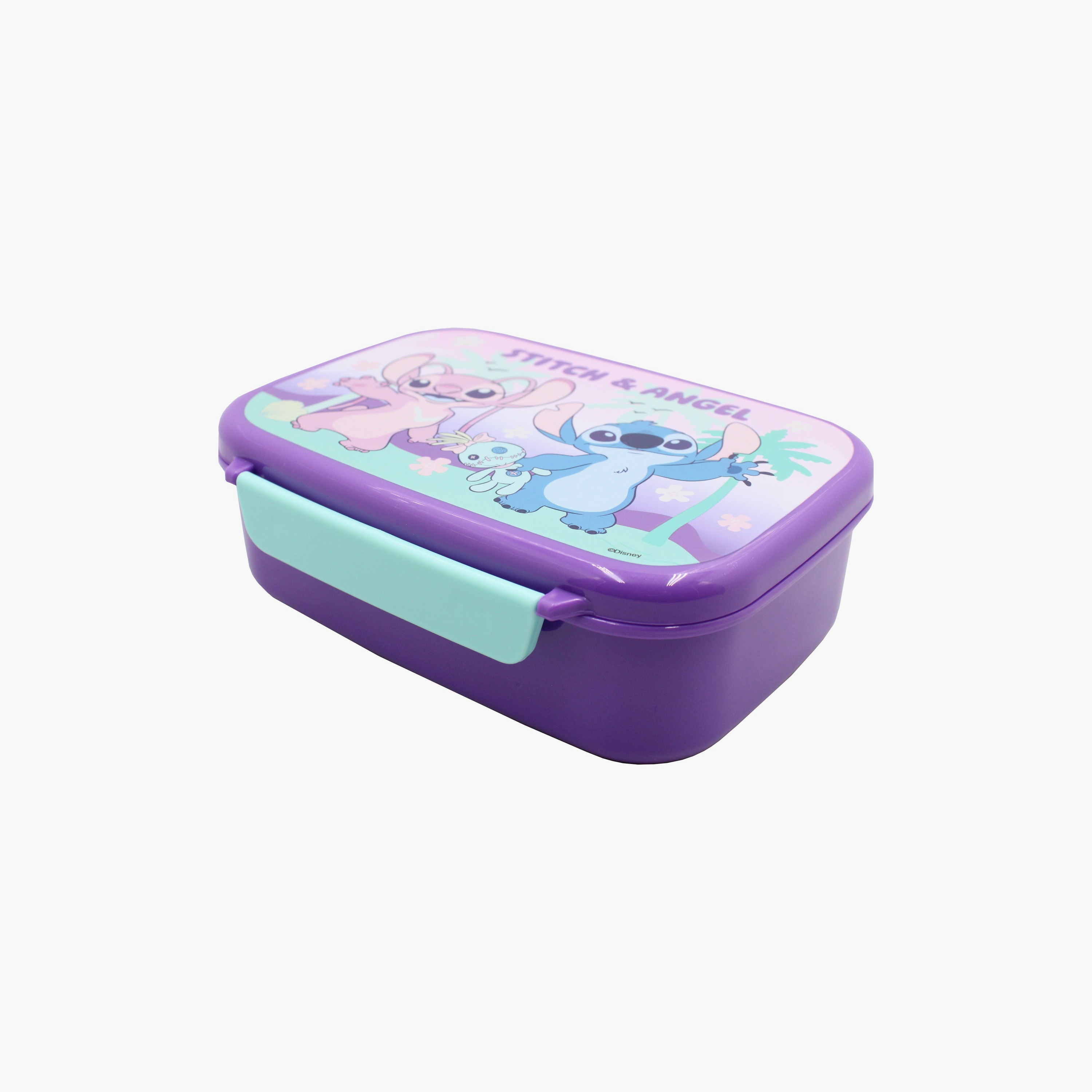 صندوق غداء مطبوع عليه ستيتش أند أنجل مع حاوية - بنفسجي-school-lunchessentials-lunchboxes-image-4