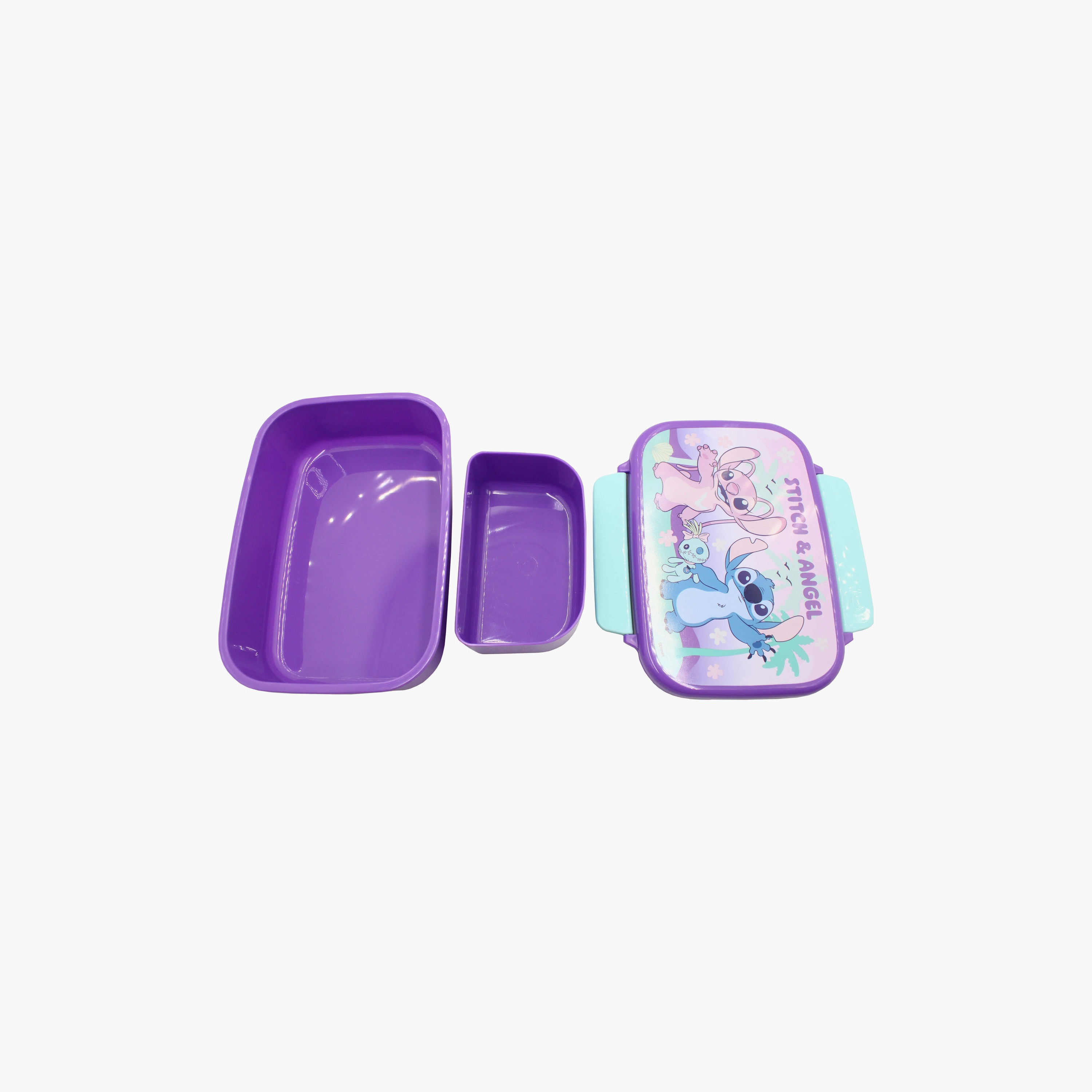 صندوق غداء مطبوع عليه ستيتش أند أنجل مع حاوية - بنفسجي-school-lunchessentials-lunchboxes-image-5