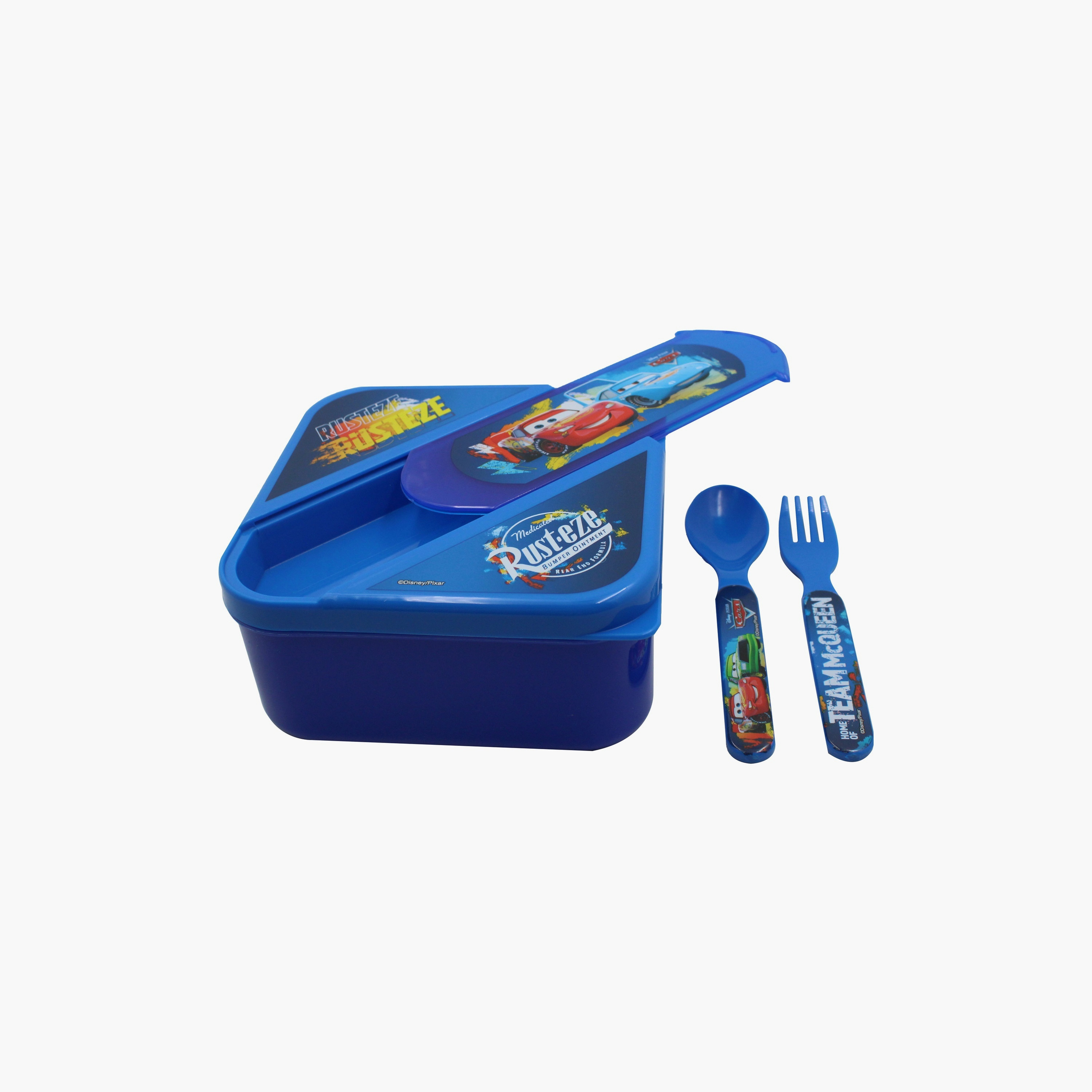 صندوق غداء مطبوع عليه كارز مع ملعقة وشوكة - أزرق-school-lunchessentials-lunchboxes-image-1