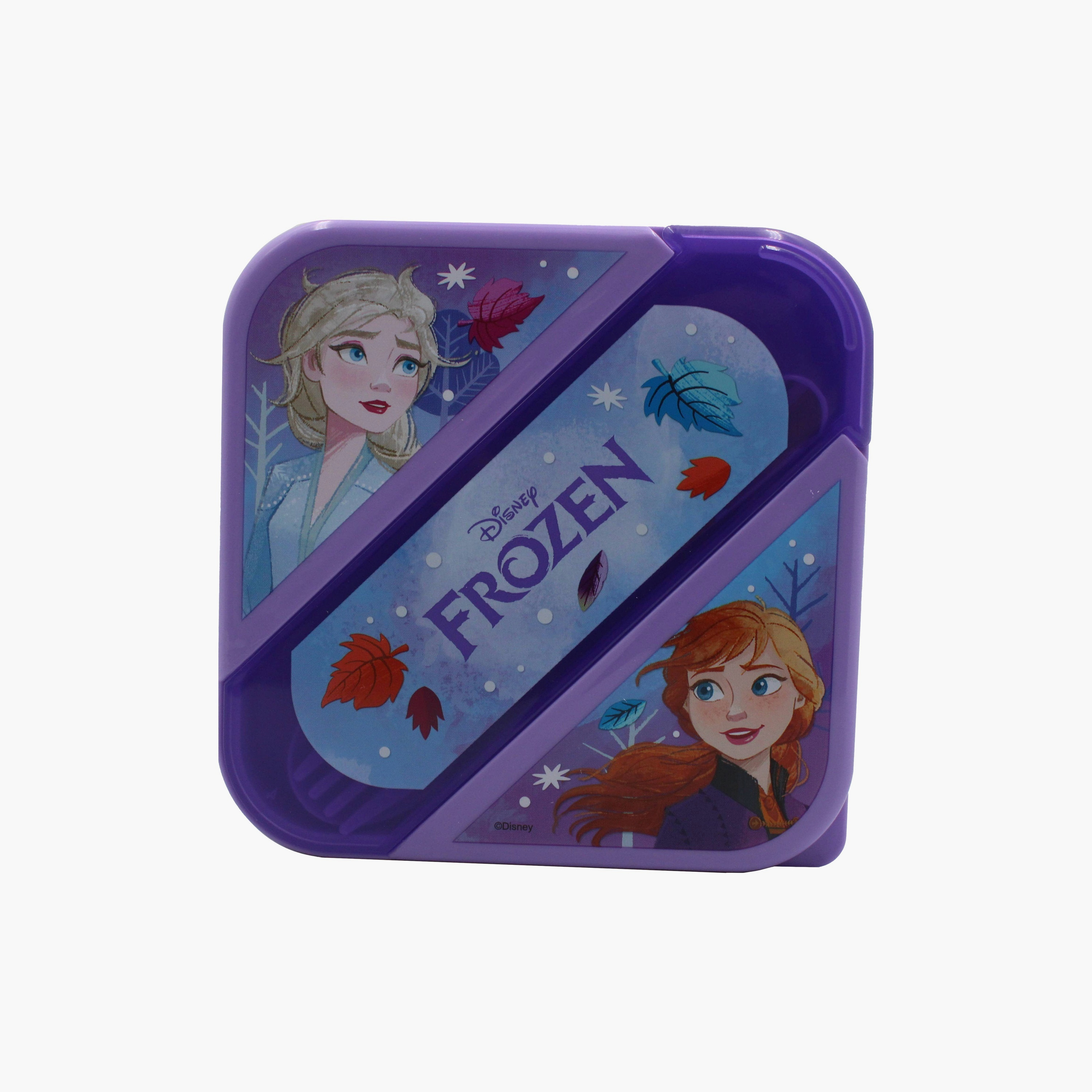 صندوق غداء مطبوع عليه ديزني فروزن مع ملعقة وشوكة - بنفسجي-school-lunchessentials-lunchboxes-image-2