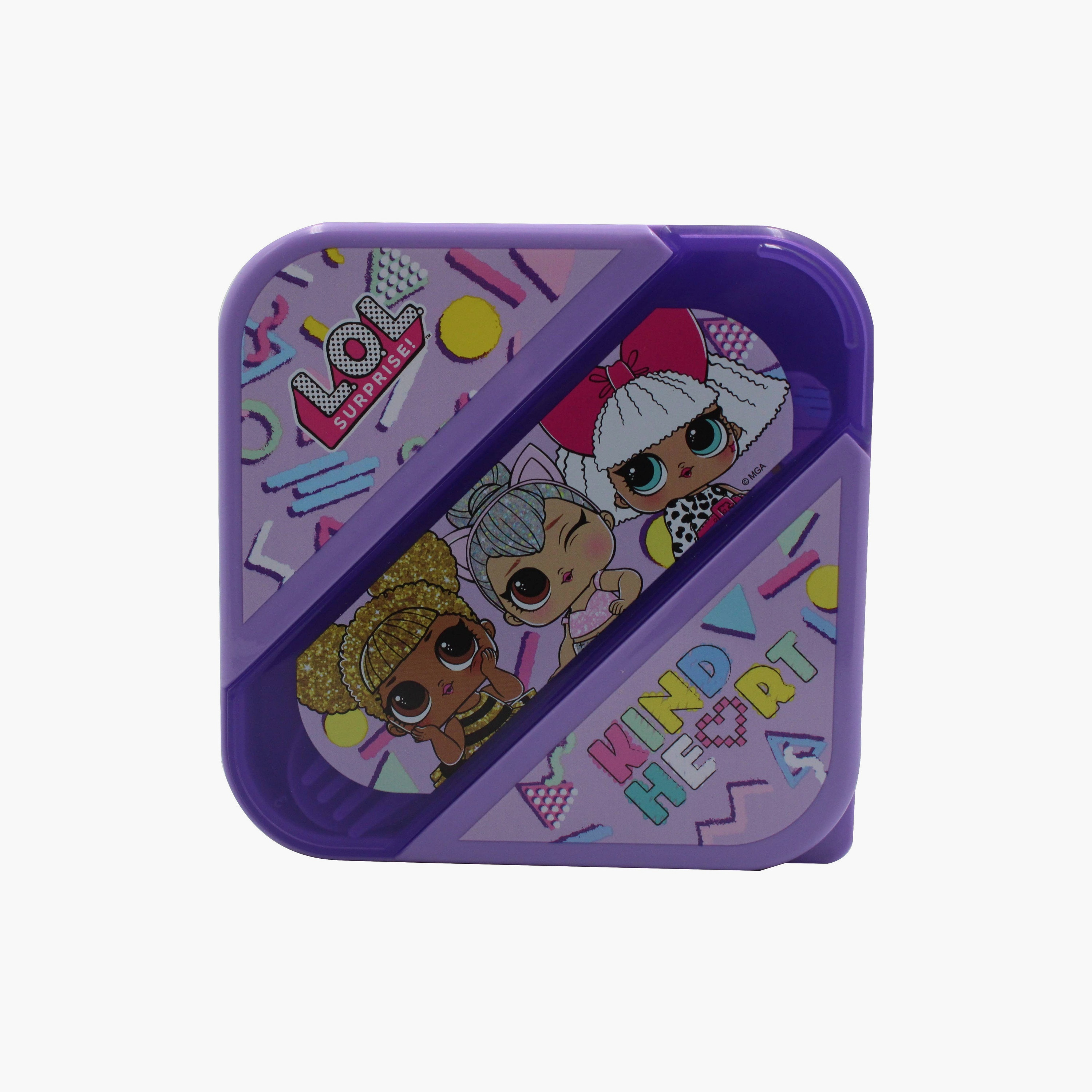 Lol Surprise Printed Lunch Box with Spoon & Fork - Purple-school-lunchessentials-lunchboxes-image-2