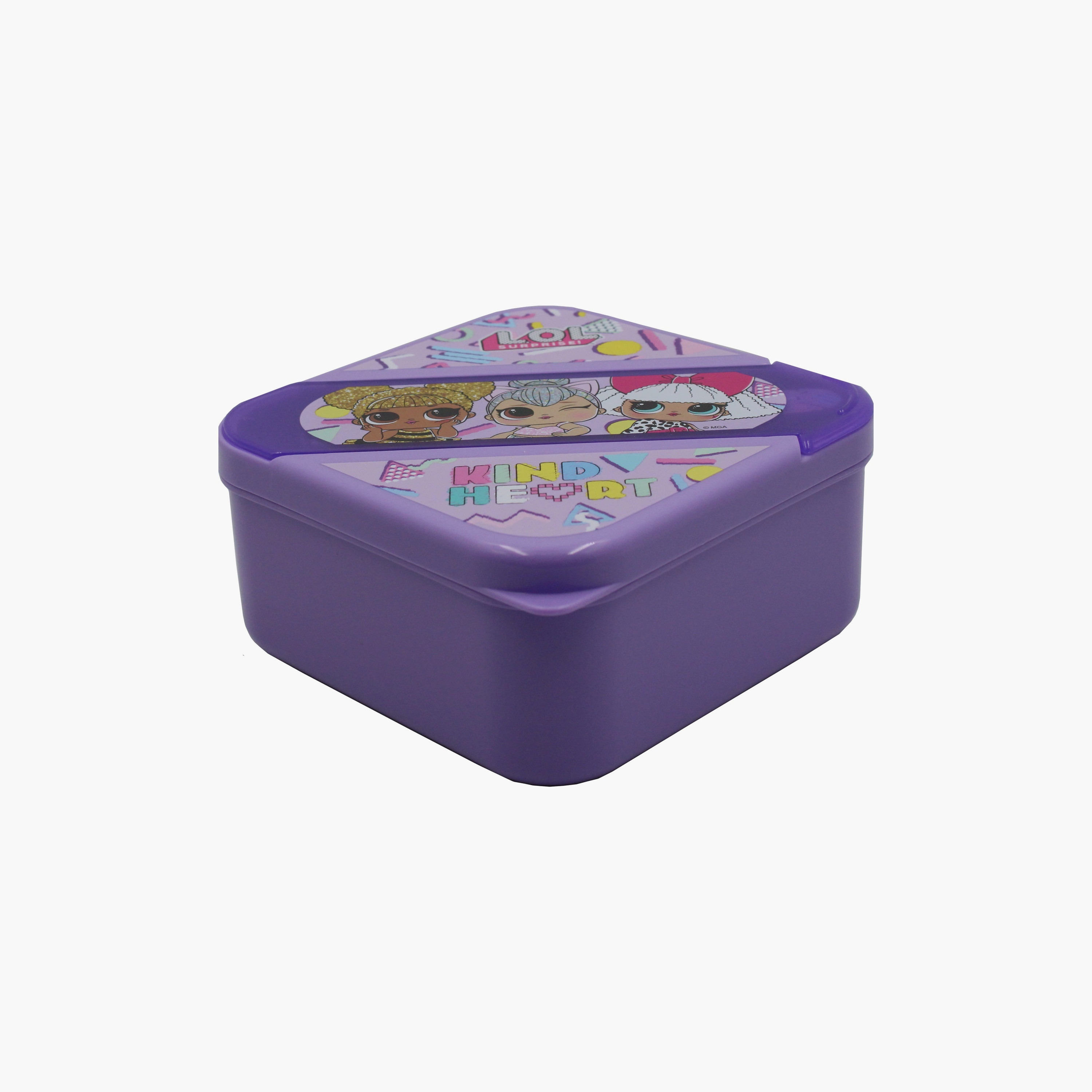 Lol Surprise Printed Lunch Box with Spoon & Fork - Purple-school-lunchessentials-lunchboxes-image-4