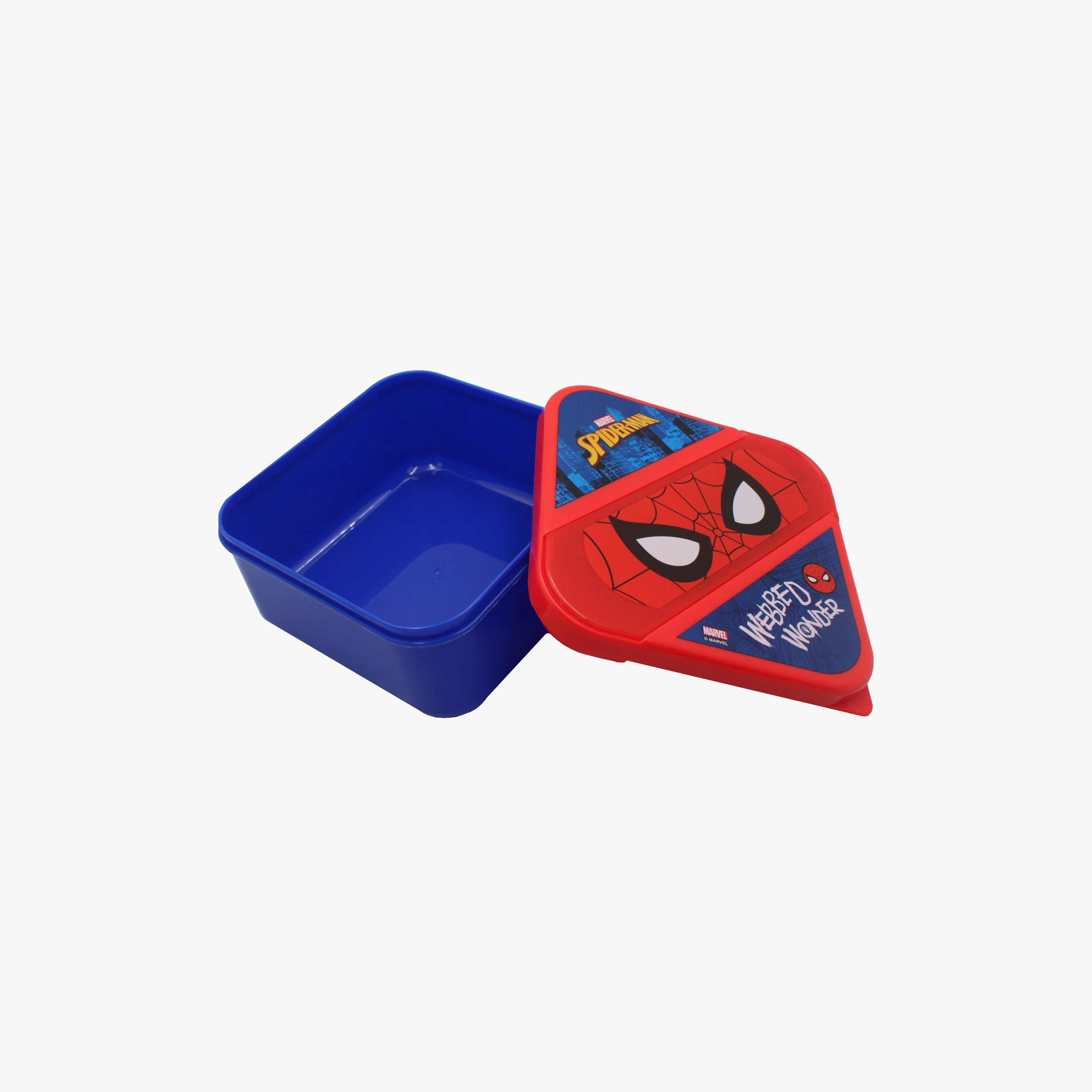 صندوق غداء مطبوع عليه مارفل سبايدرمان مع ملعقة وشوكة - أزرق-school-lunchessentials-lunchboxes-image-3