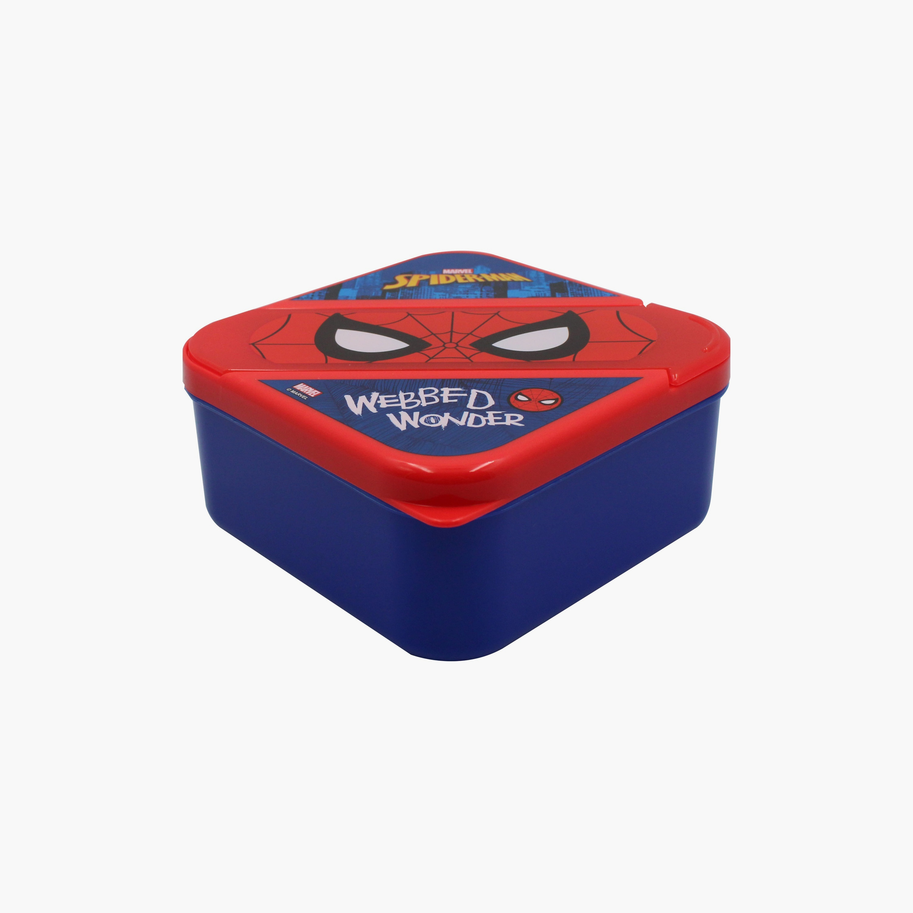 صندوق غداء مطبوع عليه مارفل سبايدرمان مع ملعقة وشوكة - أزرق-school-lunchessentials-lunchboxes-image-4
