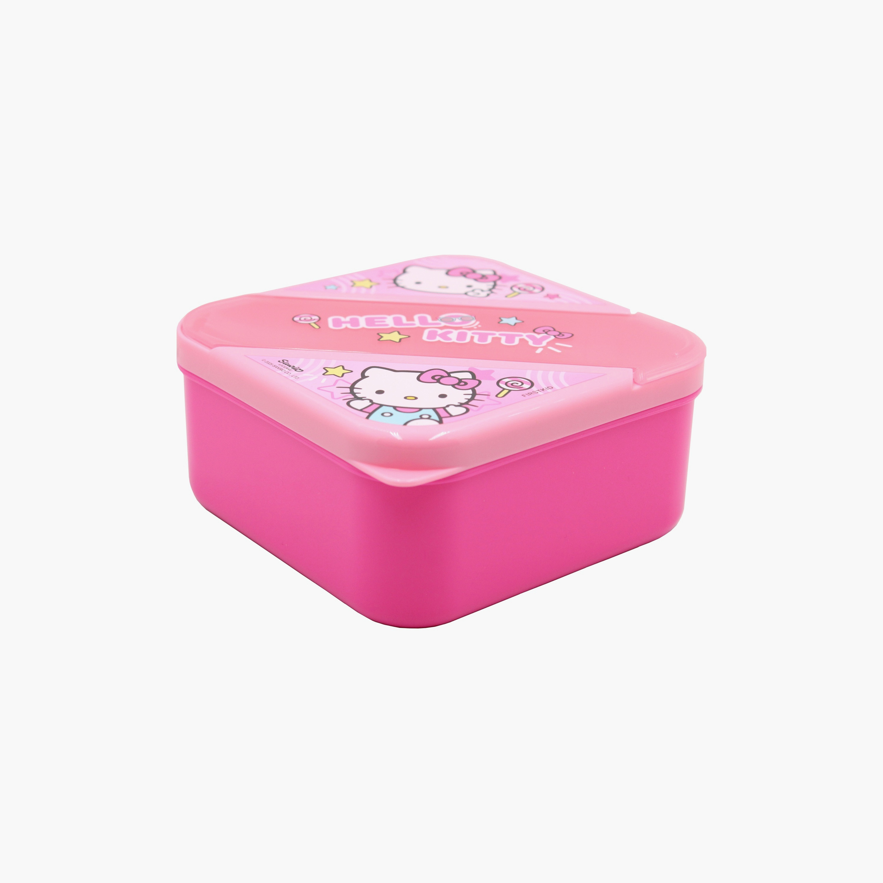 علبة غداء مطبوعة هالو كيتي مع ملعقة وشوكة - وردي.-school-lunchessentials-lunchboxes-image-7