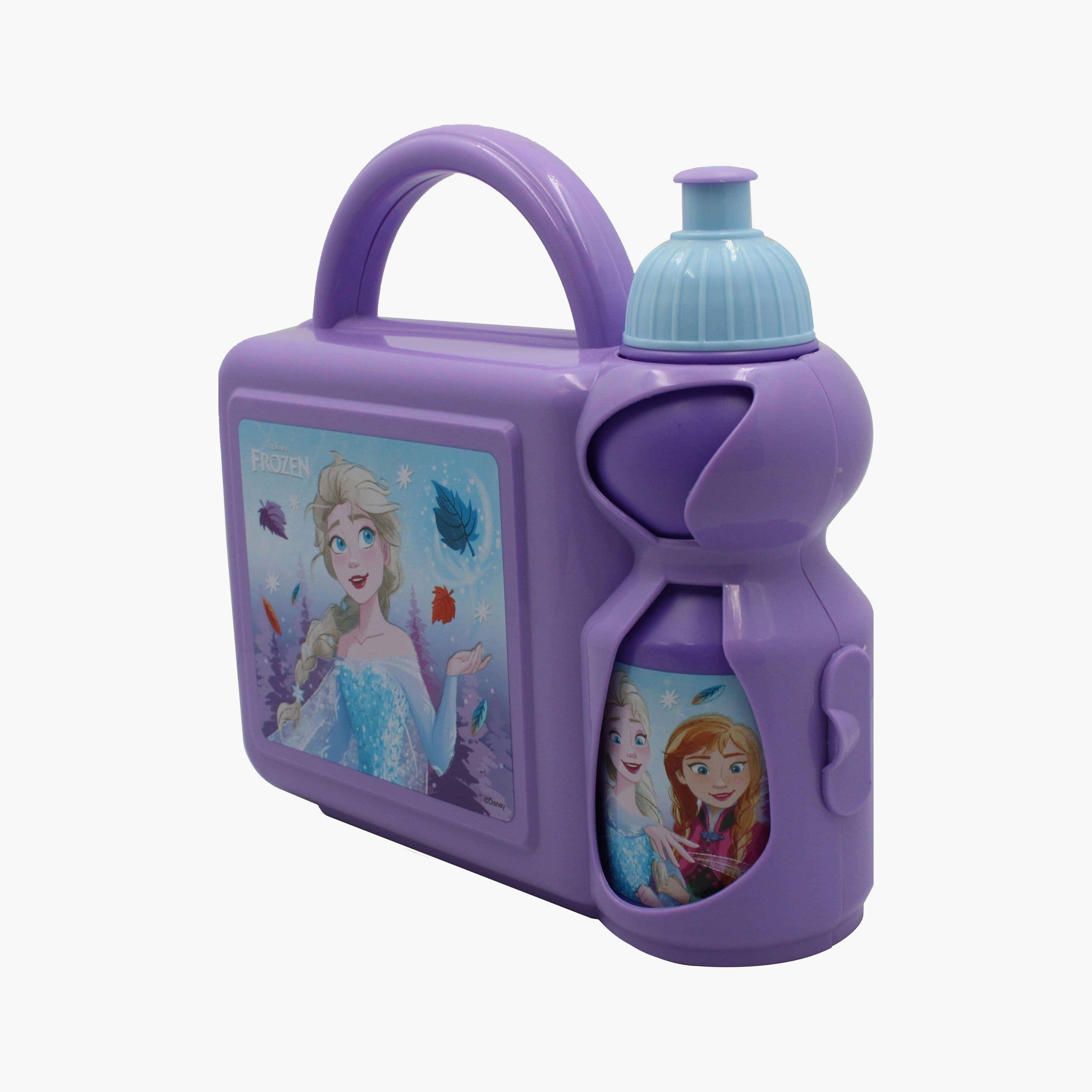 Disney Frozen Printed Lunch Box with Water Bottle - Purple-school-lunchessentials-lunchboxes-image-2
